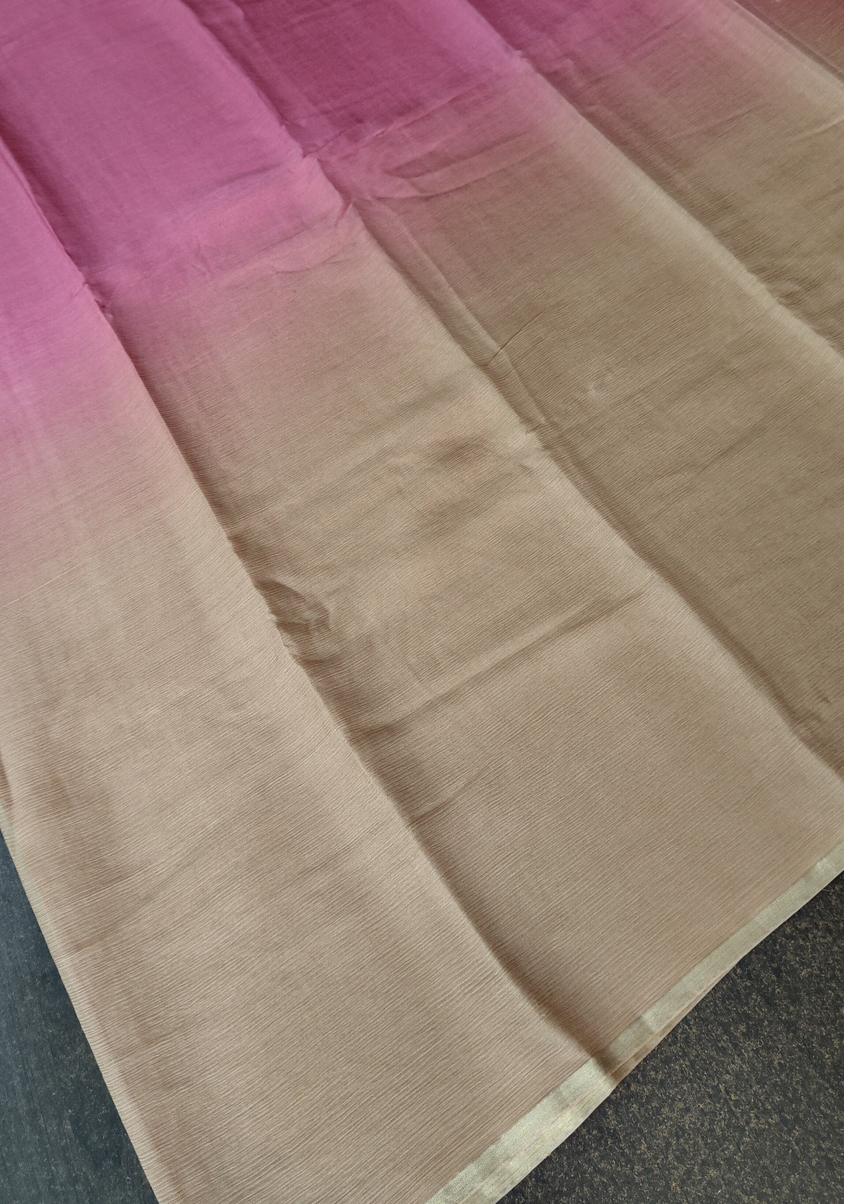 Bollywood style ombre pure chiffon Saree in Pink andSand, No Blouse Piece | SHOBITAM