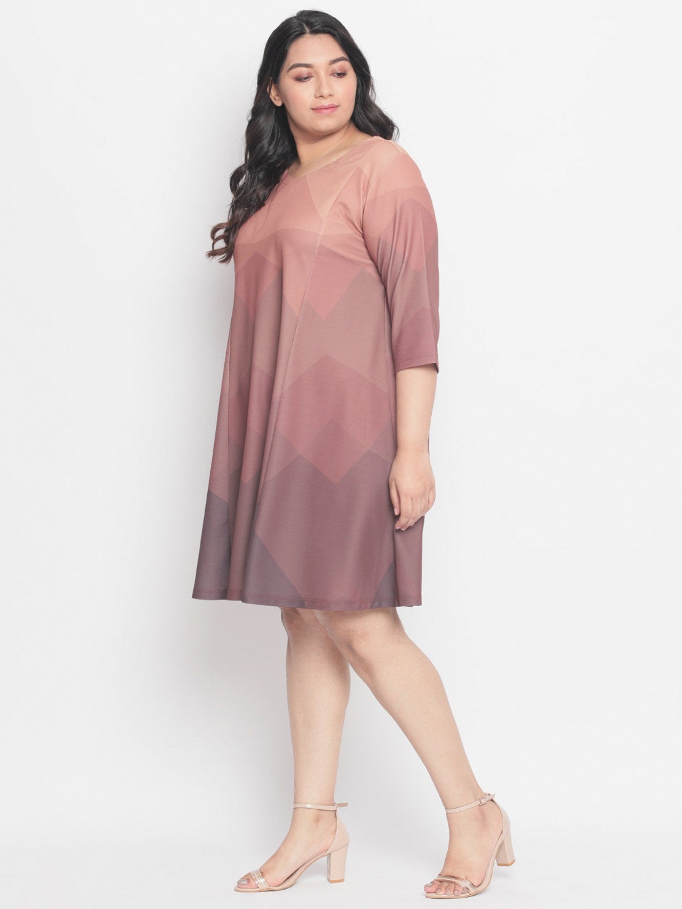 Dusty SandStone Plus Size Midi Dress Ombre for Women | Made to Order