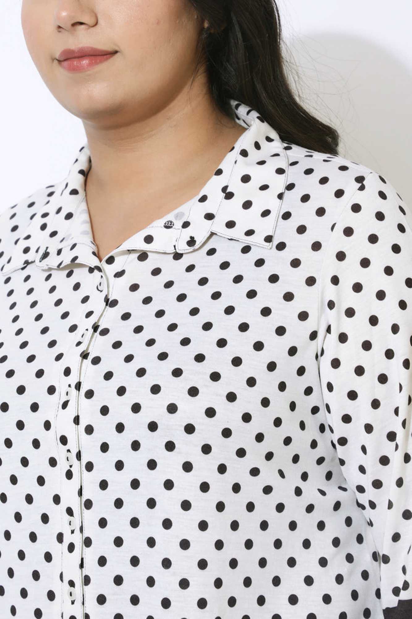 Plus Size Black Luxe Polka Stripes 2 Piece Coord Set For Women | Made to Order