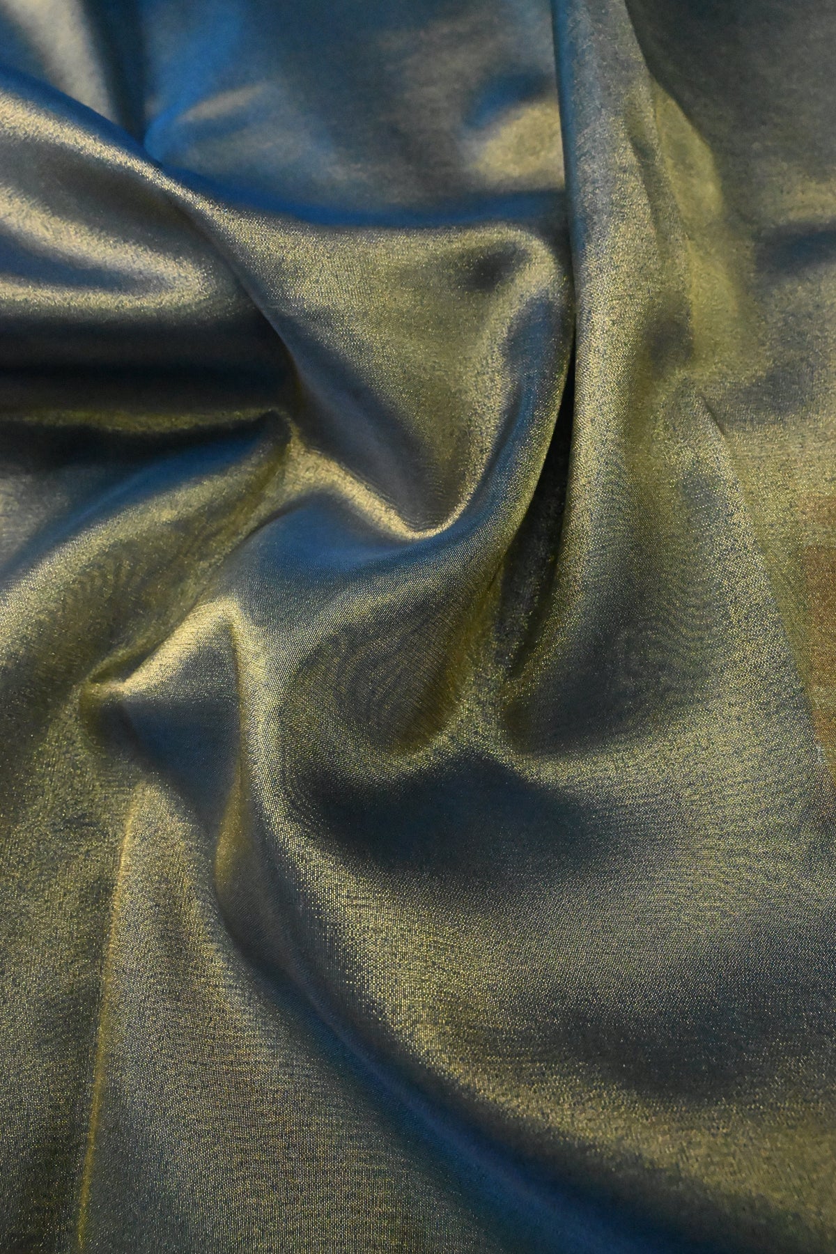Blue-Gold Tissue Art Silk Saree with Contrast Thread Border | SHOBITAM