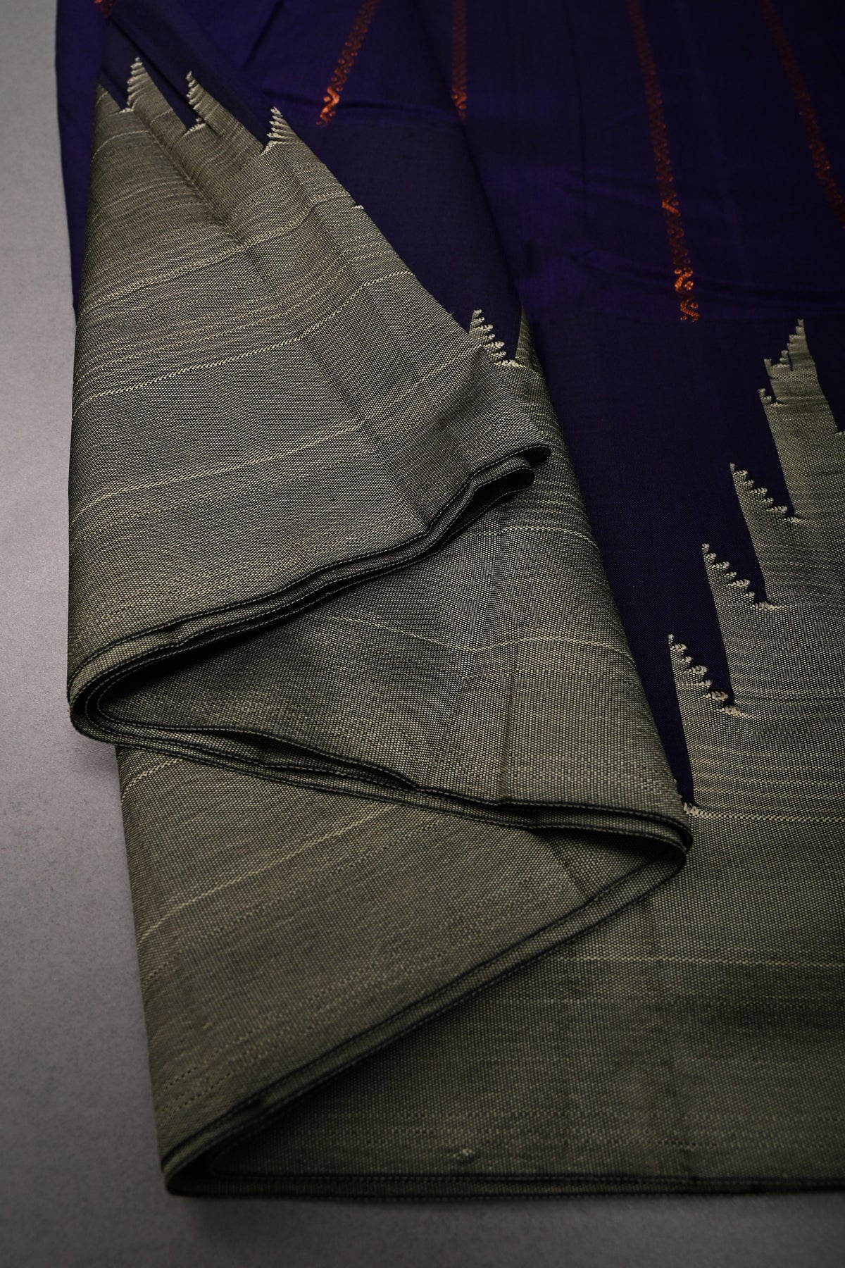 Royal Purple Ilkal Weave Art Silk Bagalkote Saree with Zari Veldhari  Horizontal Stripes and Contrast Temple Border | SHOBITAM