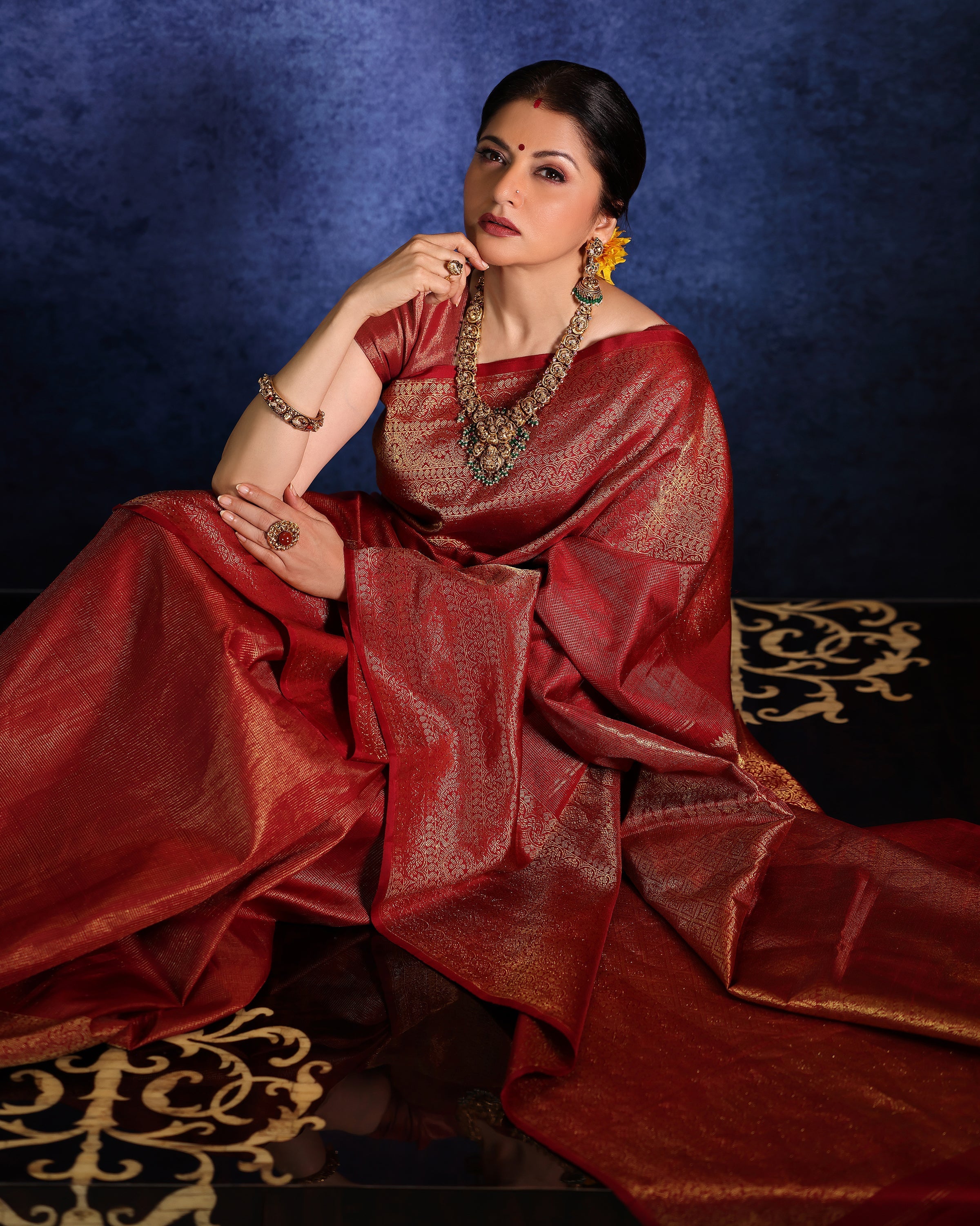 Stunning Brick Red Gadwal Silk Saree with Podi-Kattam Zari Checks and Wide Zari Border | SILK MARK CERTIFIED | SHOBITAM