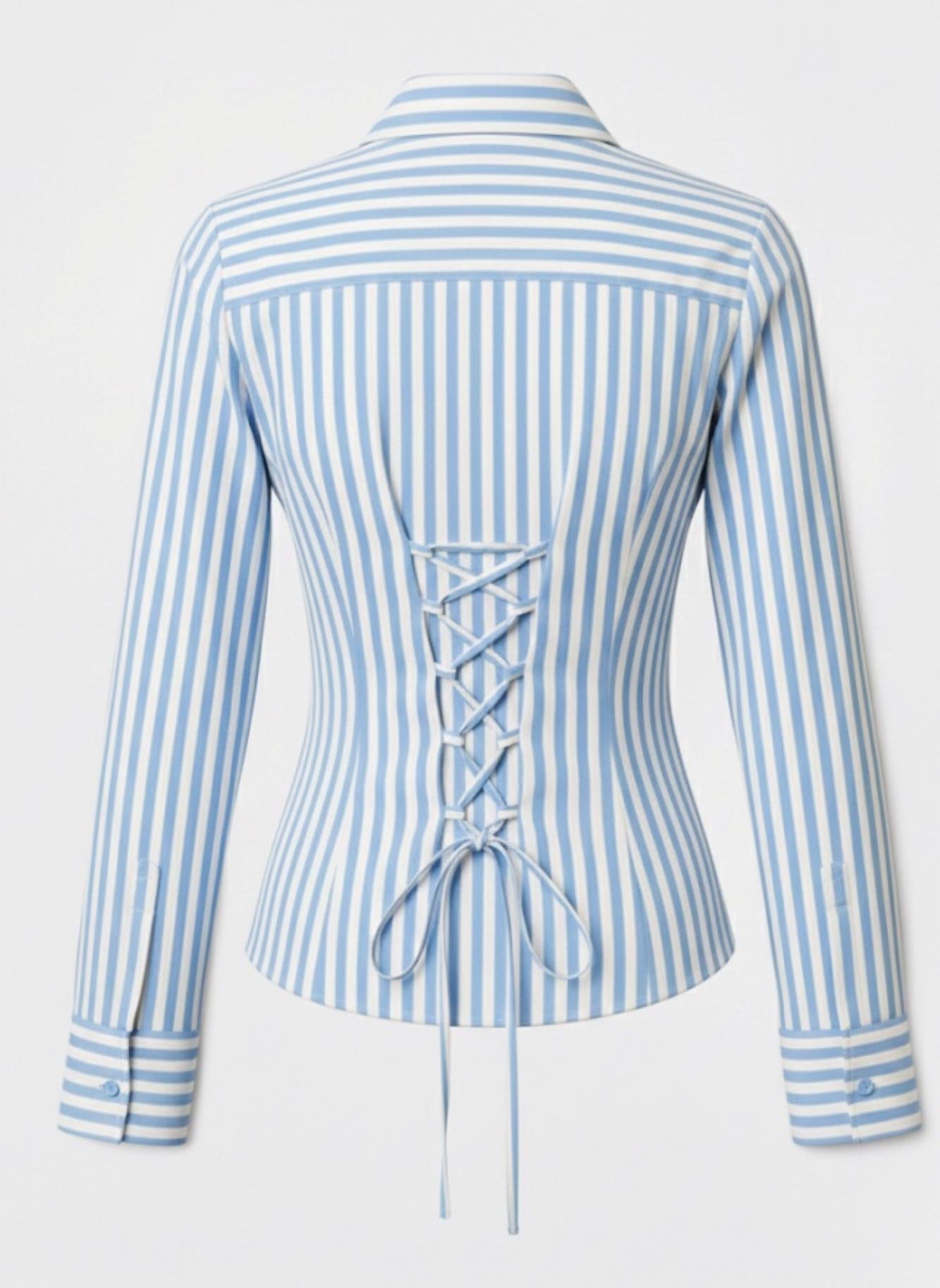 Corset Stripes Fitted Shirts Lace up corset back