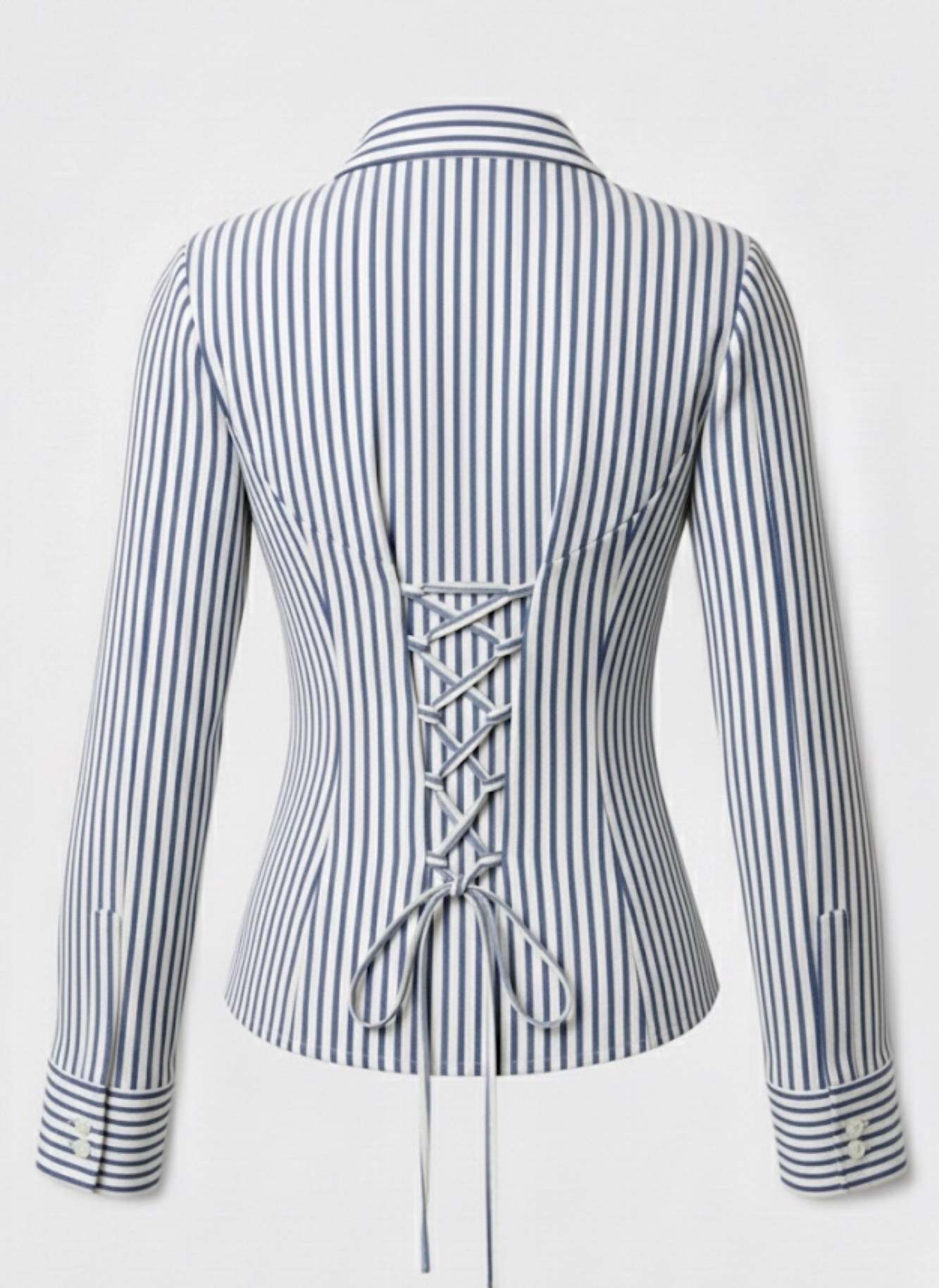 Corset Stripes Fitted Shirts Lace up corset back