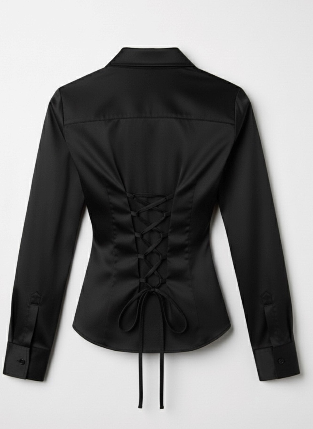 Premium Satin Fitted Shirt with Lace-Up Corset Back