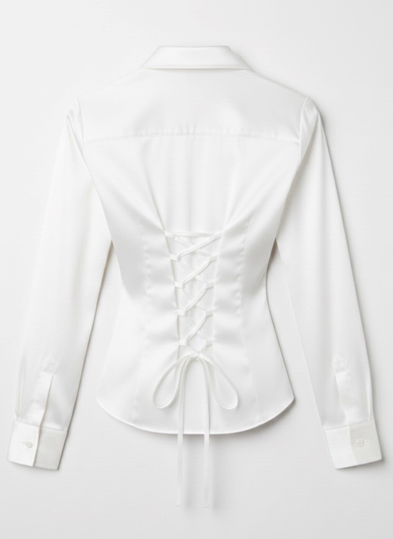 Premium Satin Fitted Shirt with Lace-Up Corset Back