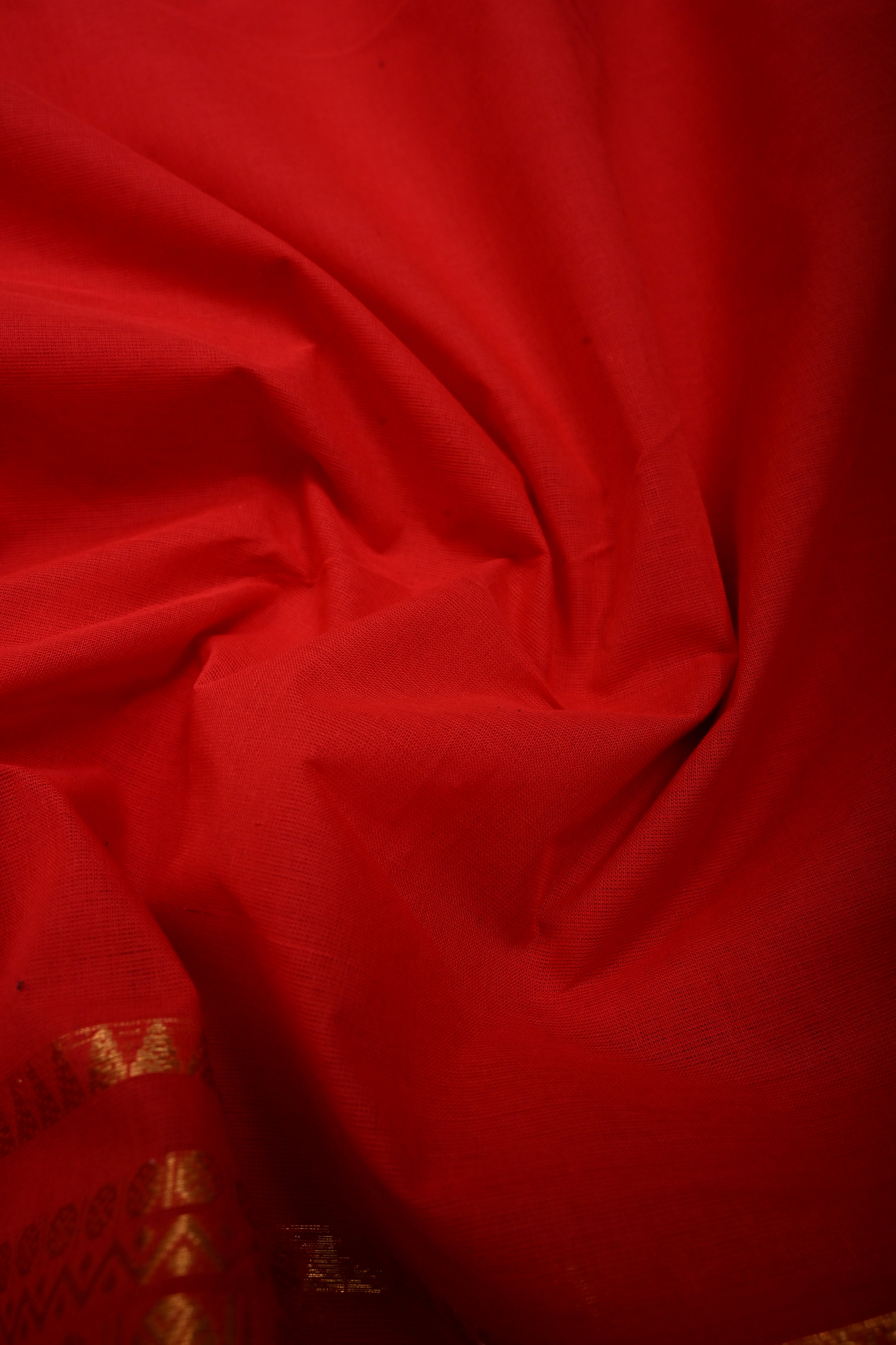 Dark Red Kanchi Cotton Saree with Thread Buttas and Zari Borders | SHOBITAM