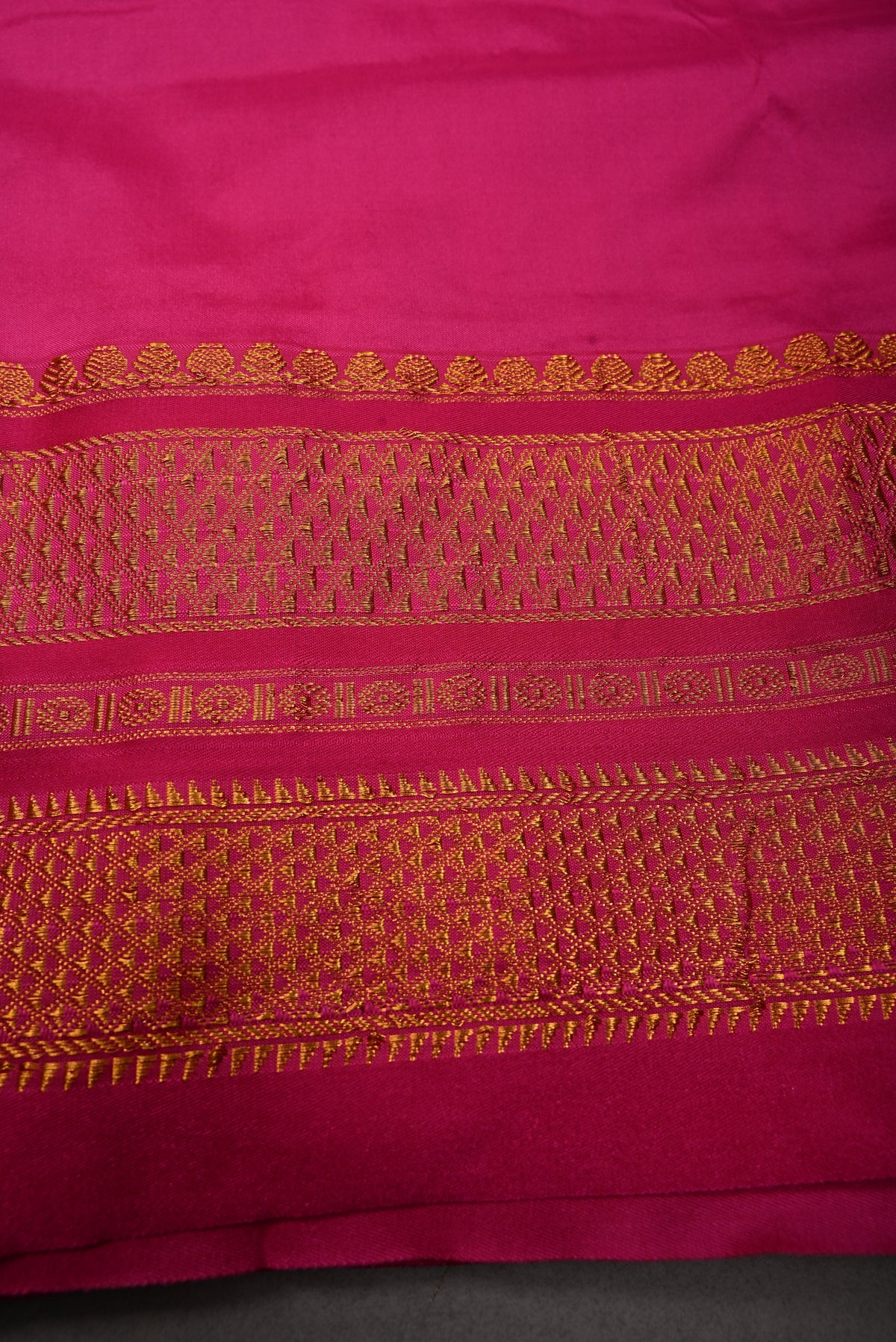 Beige Ilkal Silk Cotton Bagalkote Saree Vertical Stripes and Contrast Zari Border | SHOBITAM