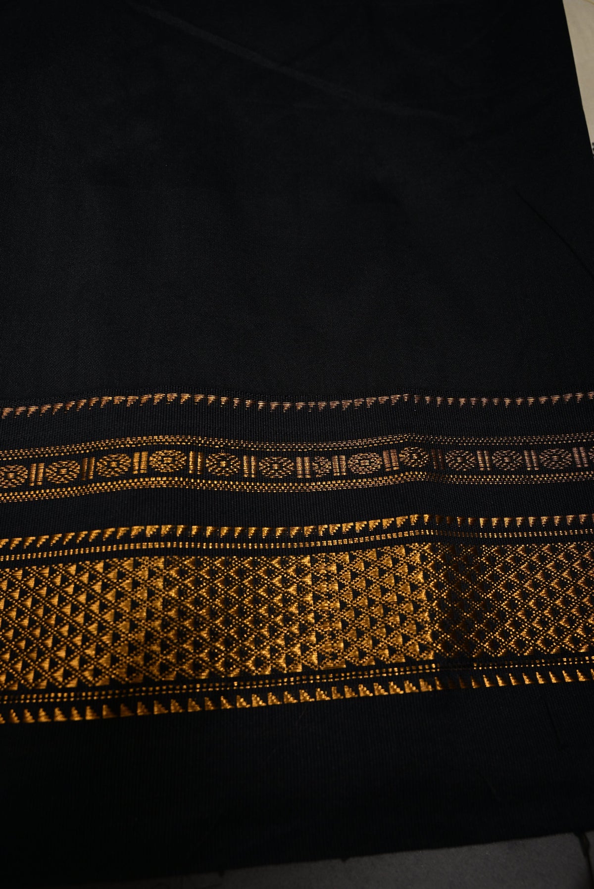 Cream Ilkal Weave Mercerized Cotton Bagalkote Saree with Temple Contrast Zari Border | SHOBITAM