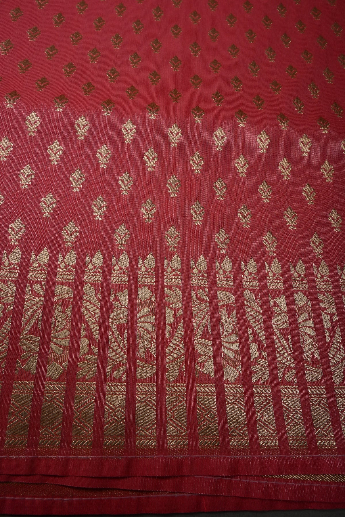 Coral Pink Tissue Semi Silk Saree with Floral Jaal and Zari Border | SHOBITAM