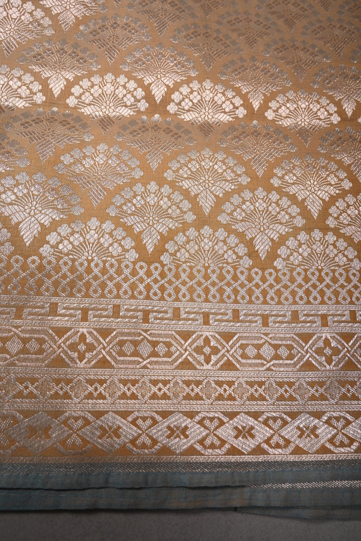 Sandstone Dual Tone Meenakari Zari Brocade on Semi Silk Saree with Zari Border | SHOBITAM