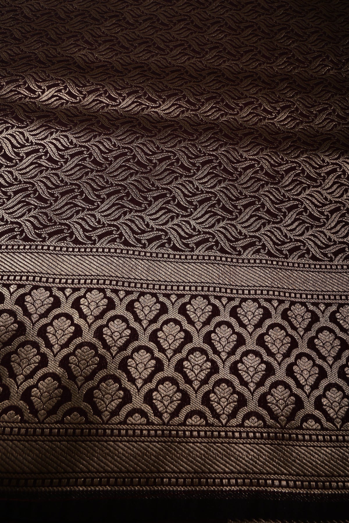 Chocolate Brown Semi Silk Saree with Meenakari Floral Jaal and Zari Borders | SHOBITAM