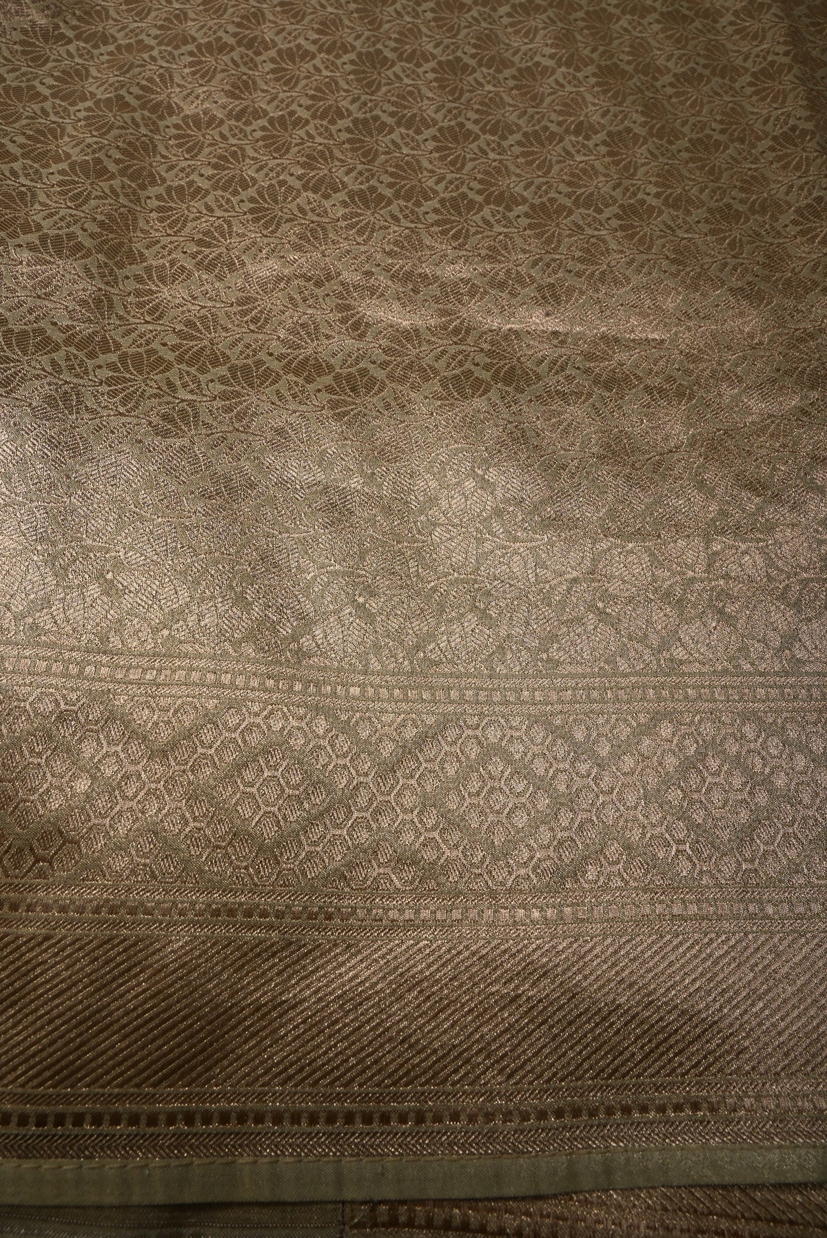 Pista Green Tissue Semi Silk Saree with Meenakari Floral Jaal and Zari Border | SHOBITAM