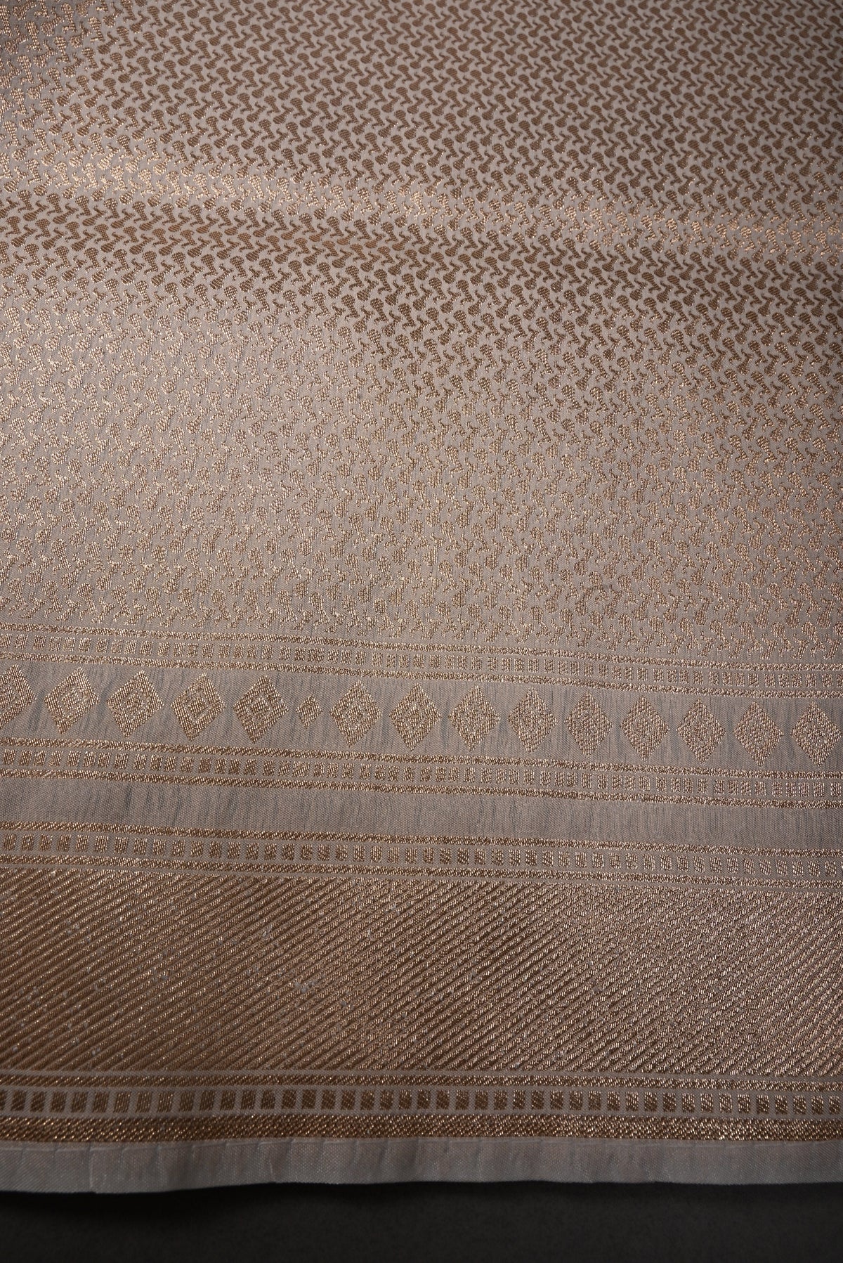 Off White Semi Silk Saree with Meenakari Stripes-Zari Buttas and Zari Borders | SHOBITAM