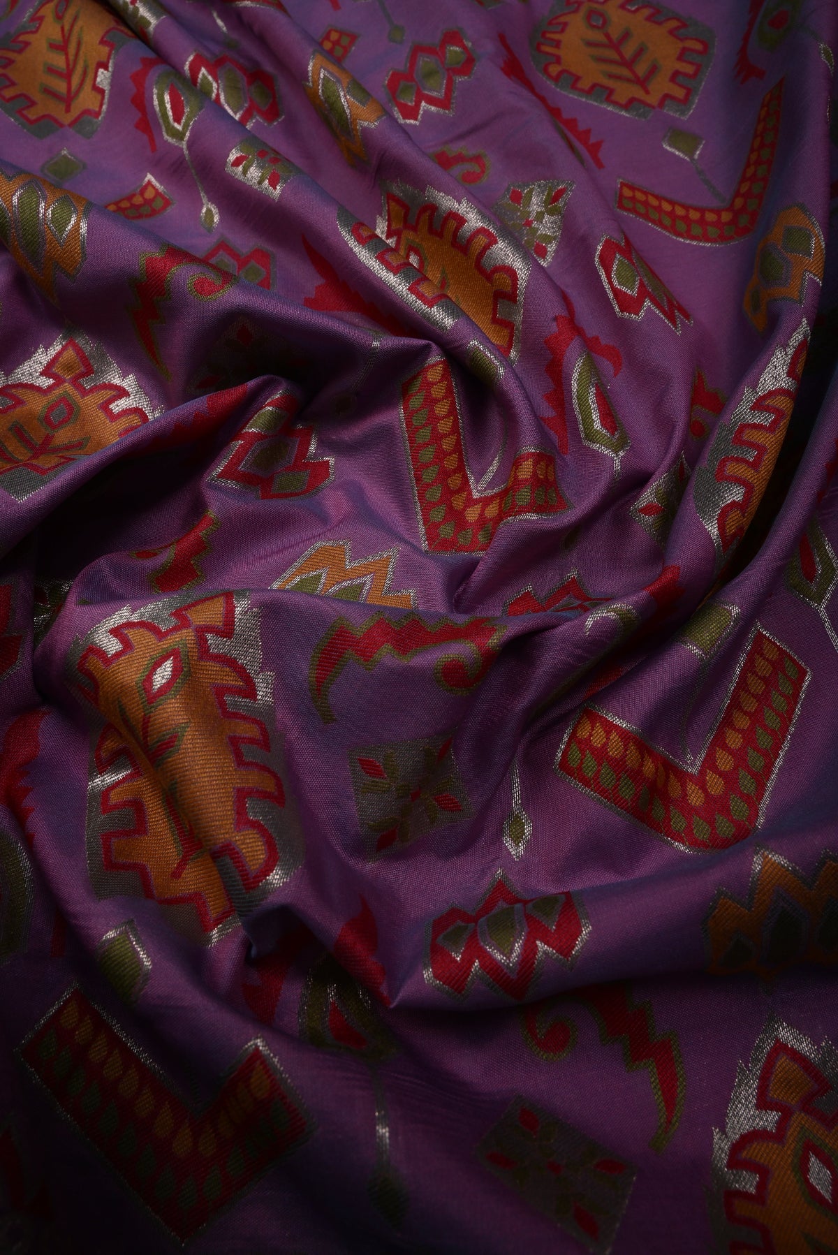 Dusty Lavender Dual Tone Semi Silk Saree with Meenakari Zari Brocade and Zari Border | SHOBITAM