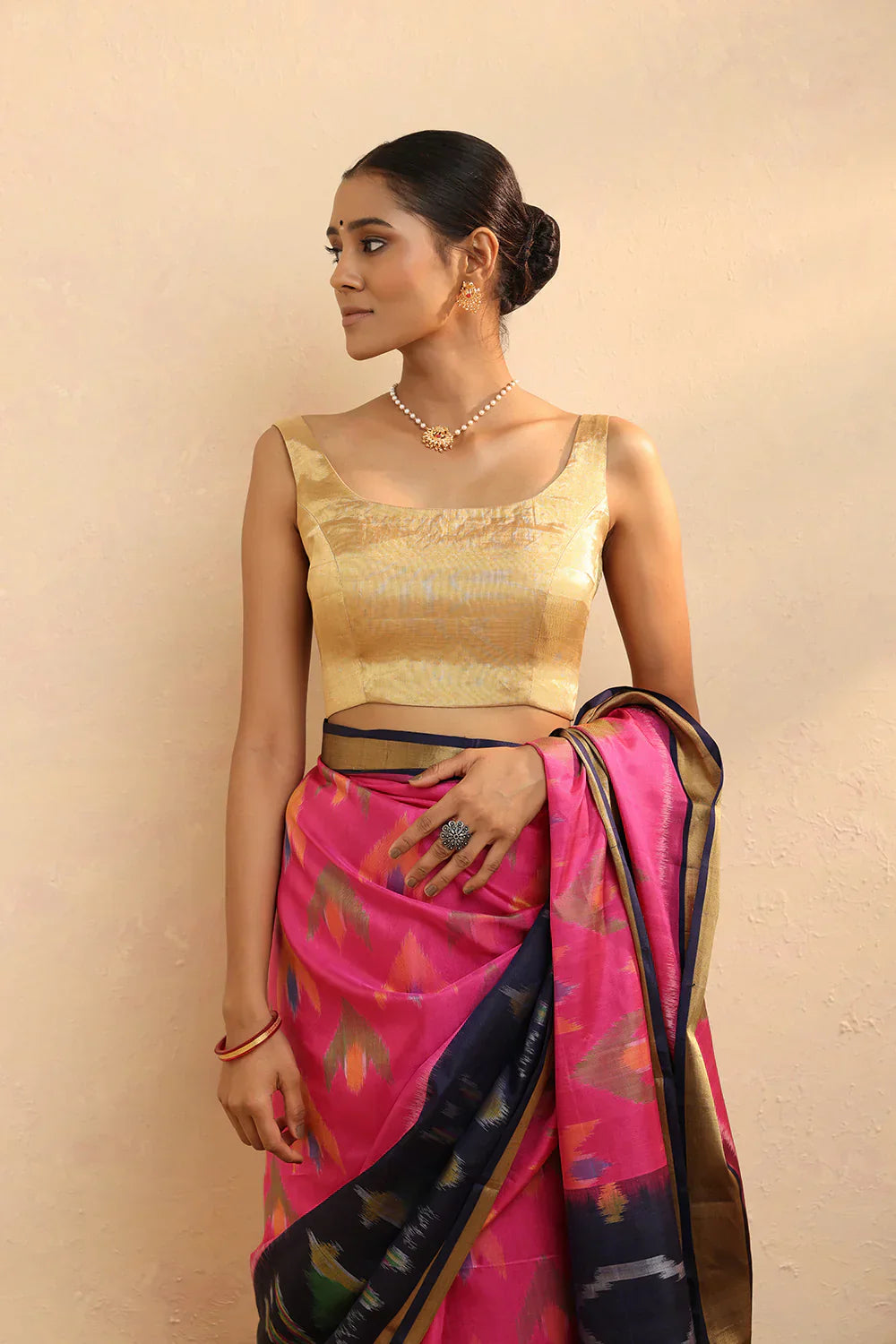 Gold Tissue Blouse | Shobitam