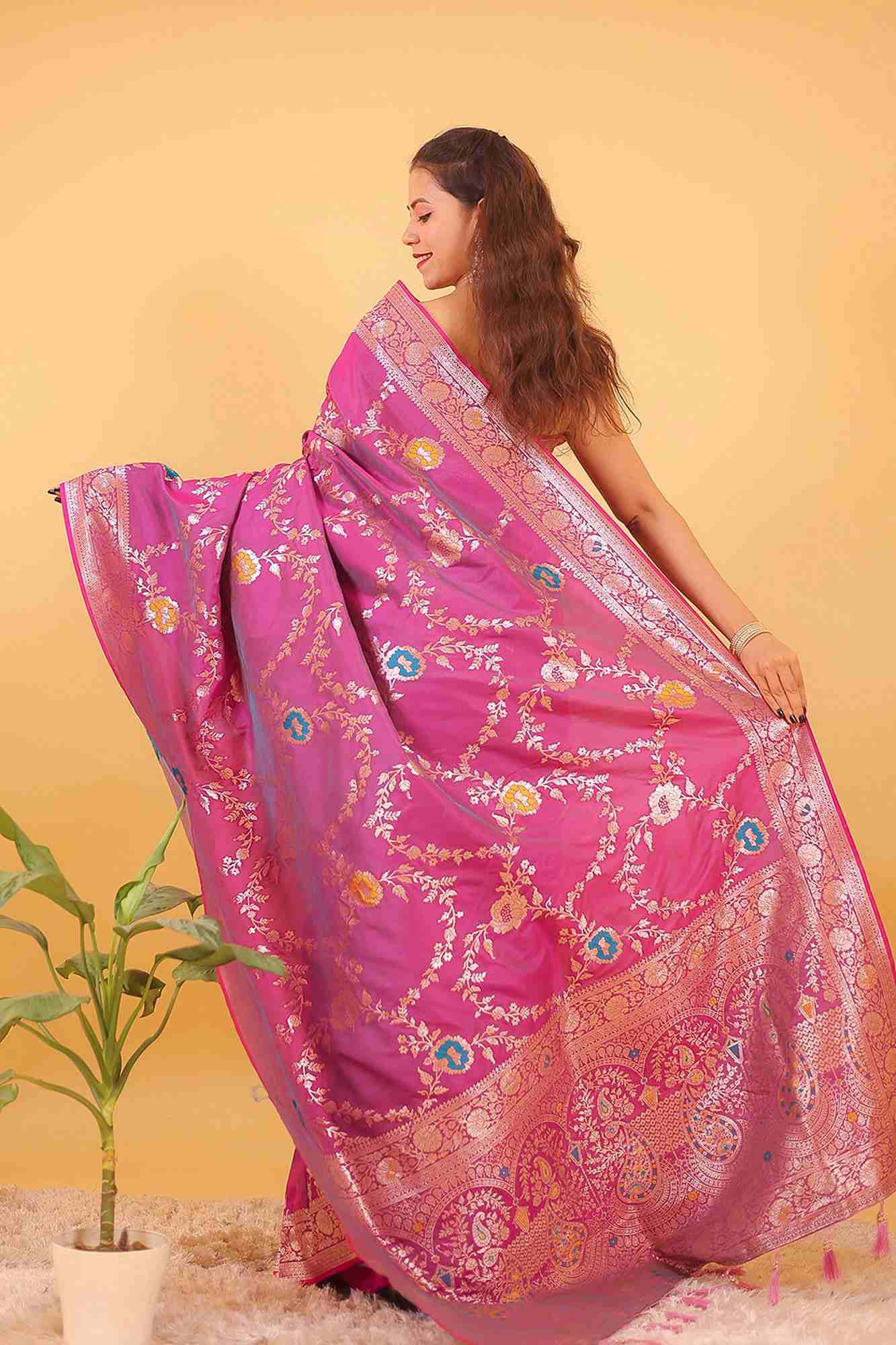 Banarasi with meenakari weave ready to wear saree