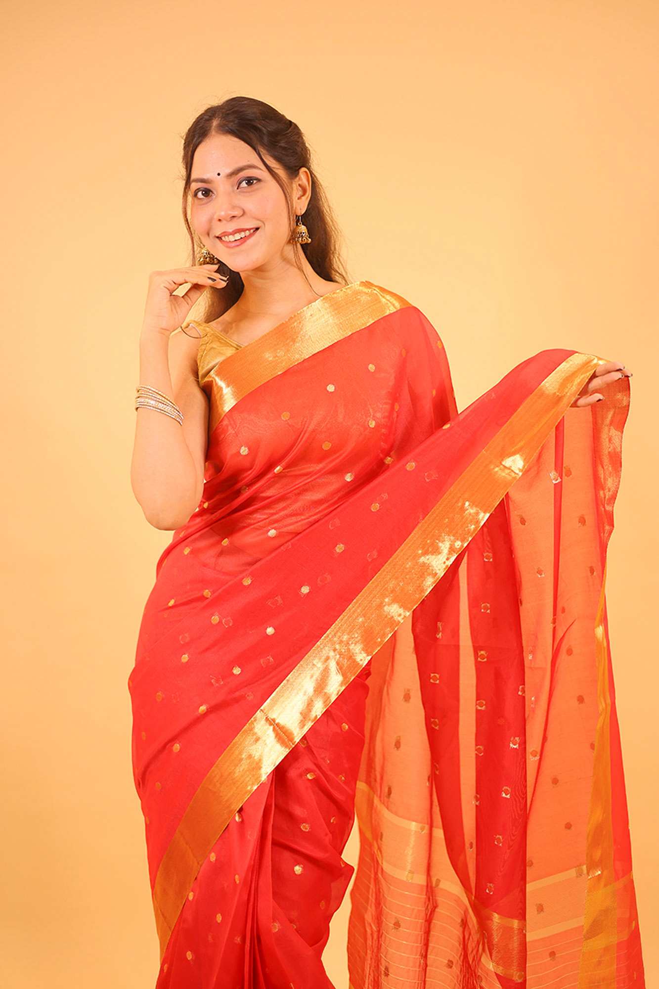 Banarasi ready to wear saree with ornate pallu