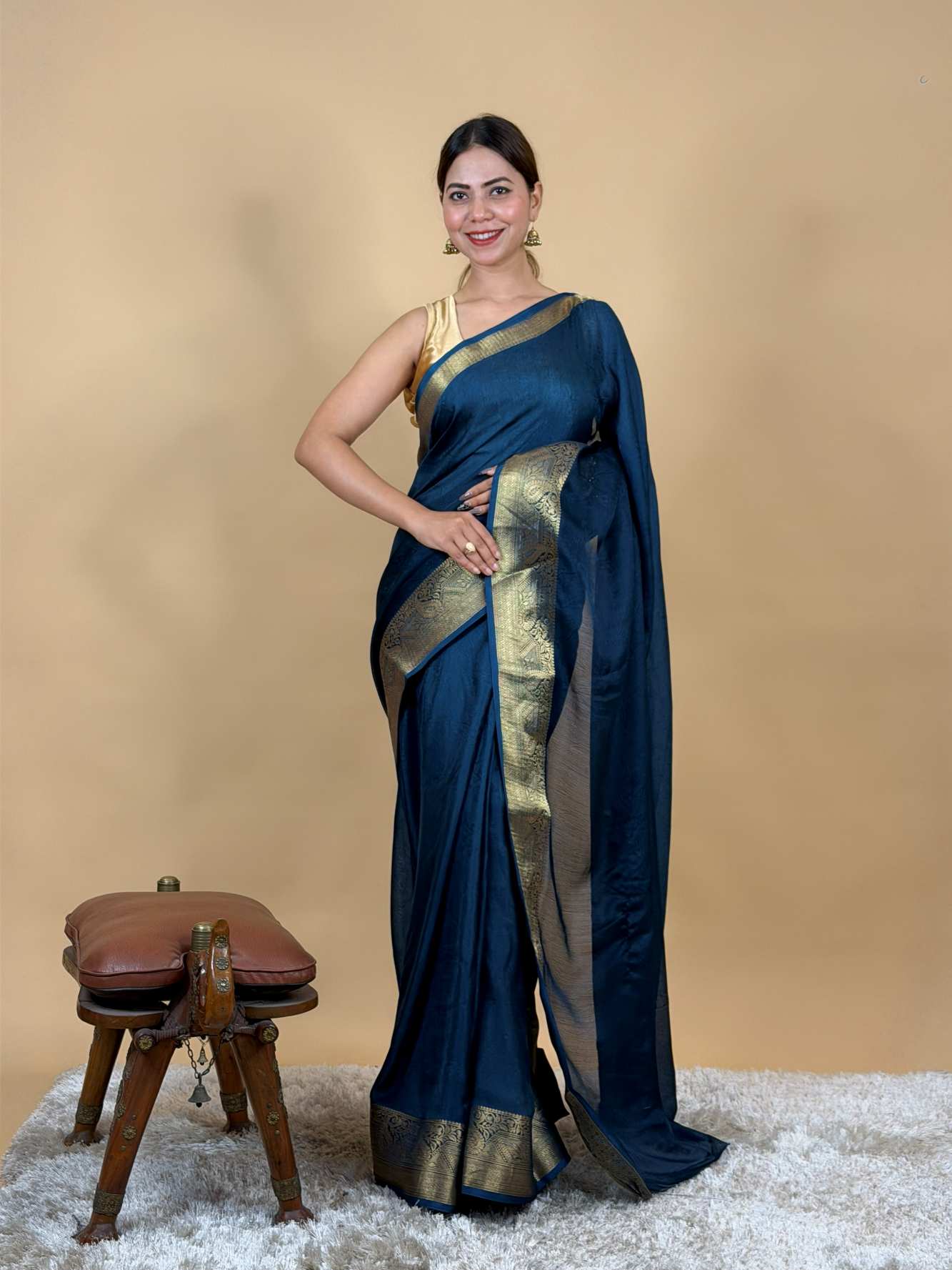 Lightweight, soft, and irresistibly smooth—this Marsh Mello  who adore comfort without compromising  Ready To Wear Saree