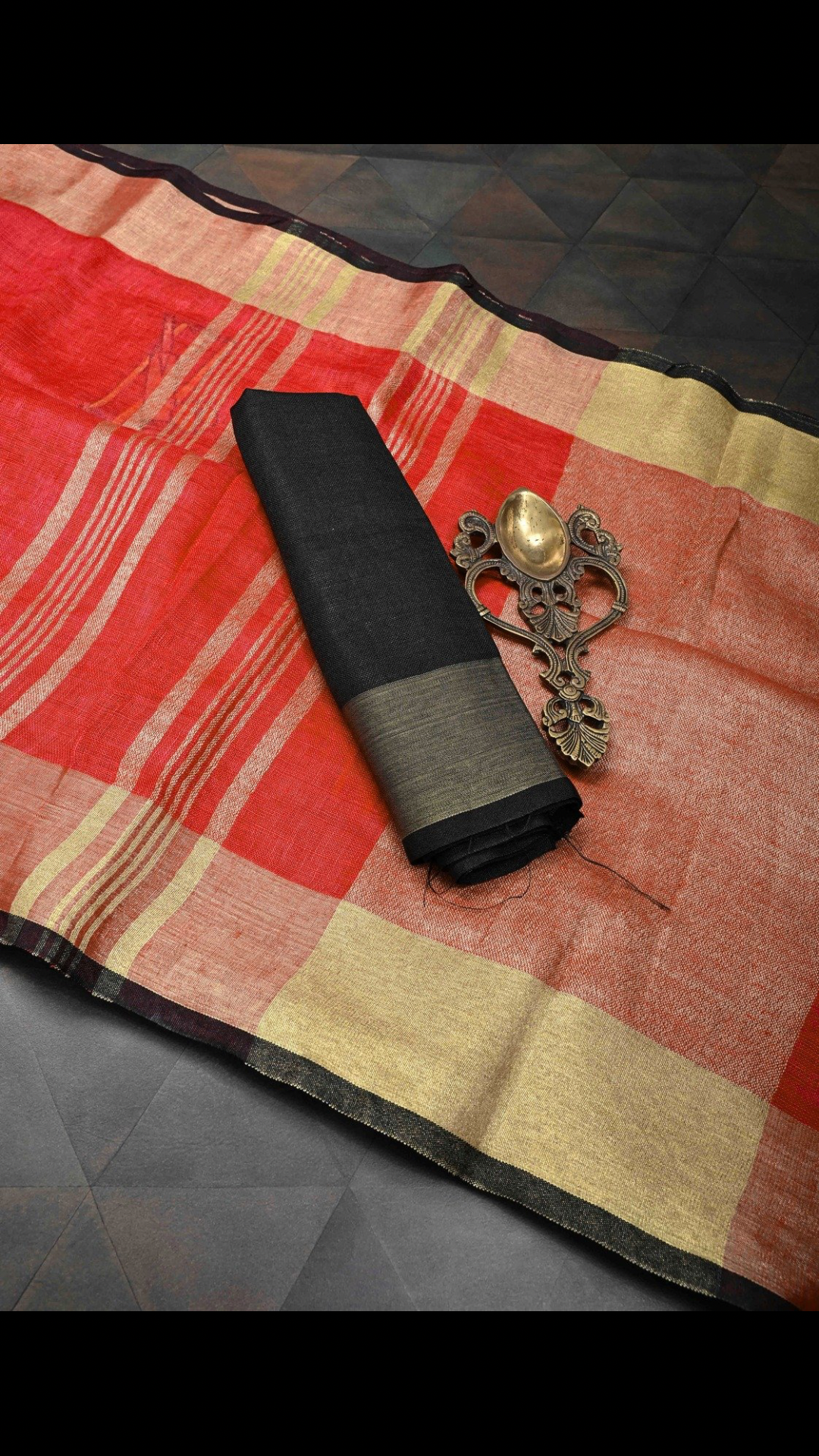 Cricket Set Theme : Red Pure Linen by Linen Saree with Embroidery and Zari Border | Shobitam