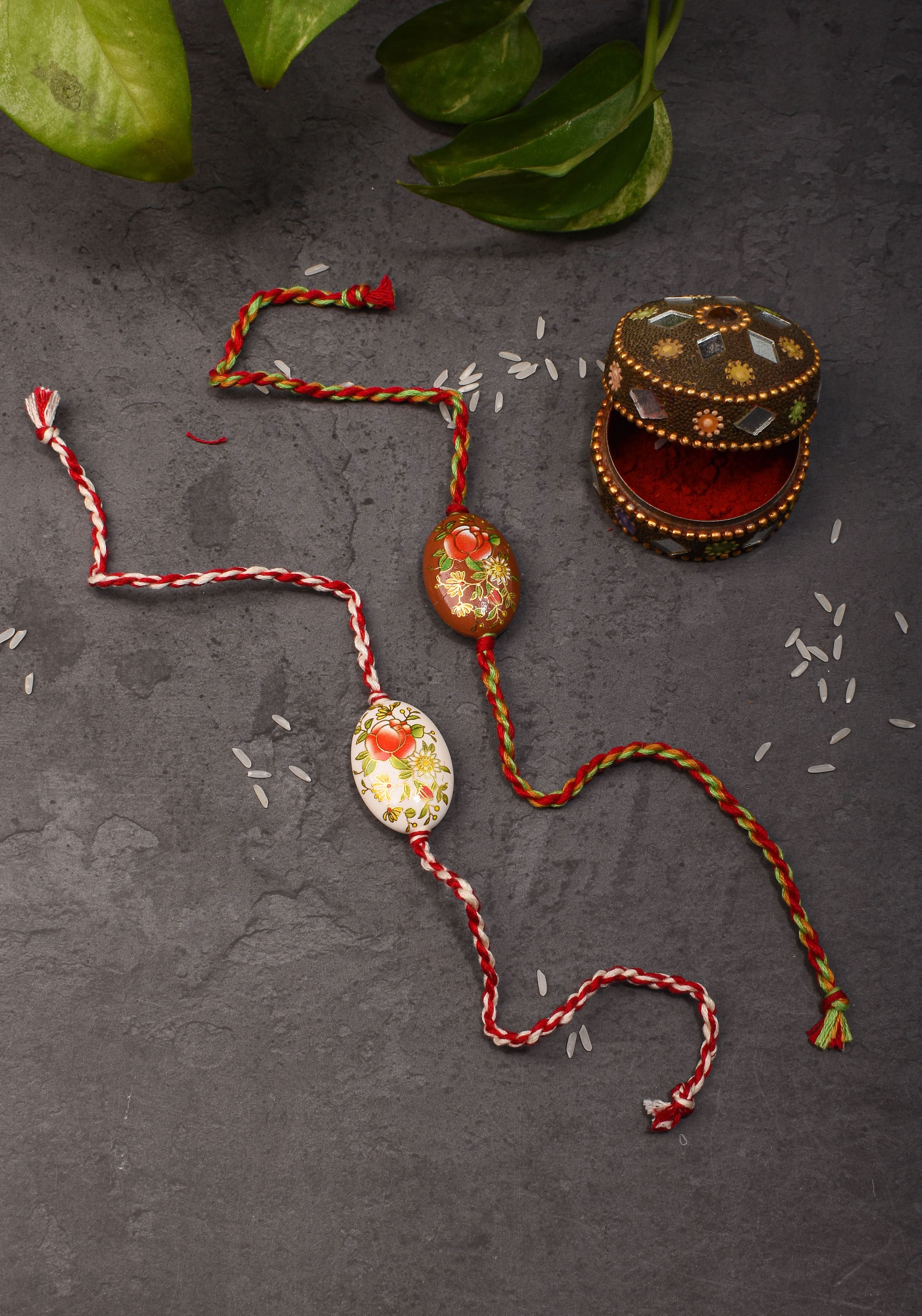 Bhaiyya Bhabhi Handmade Meenakari lacquer rakhi | Shobitam Jewelry