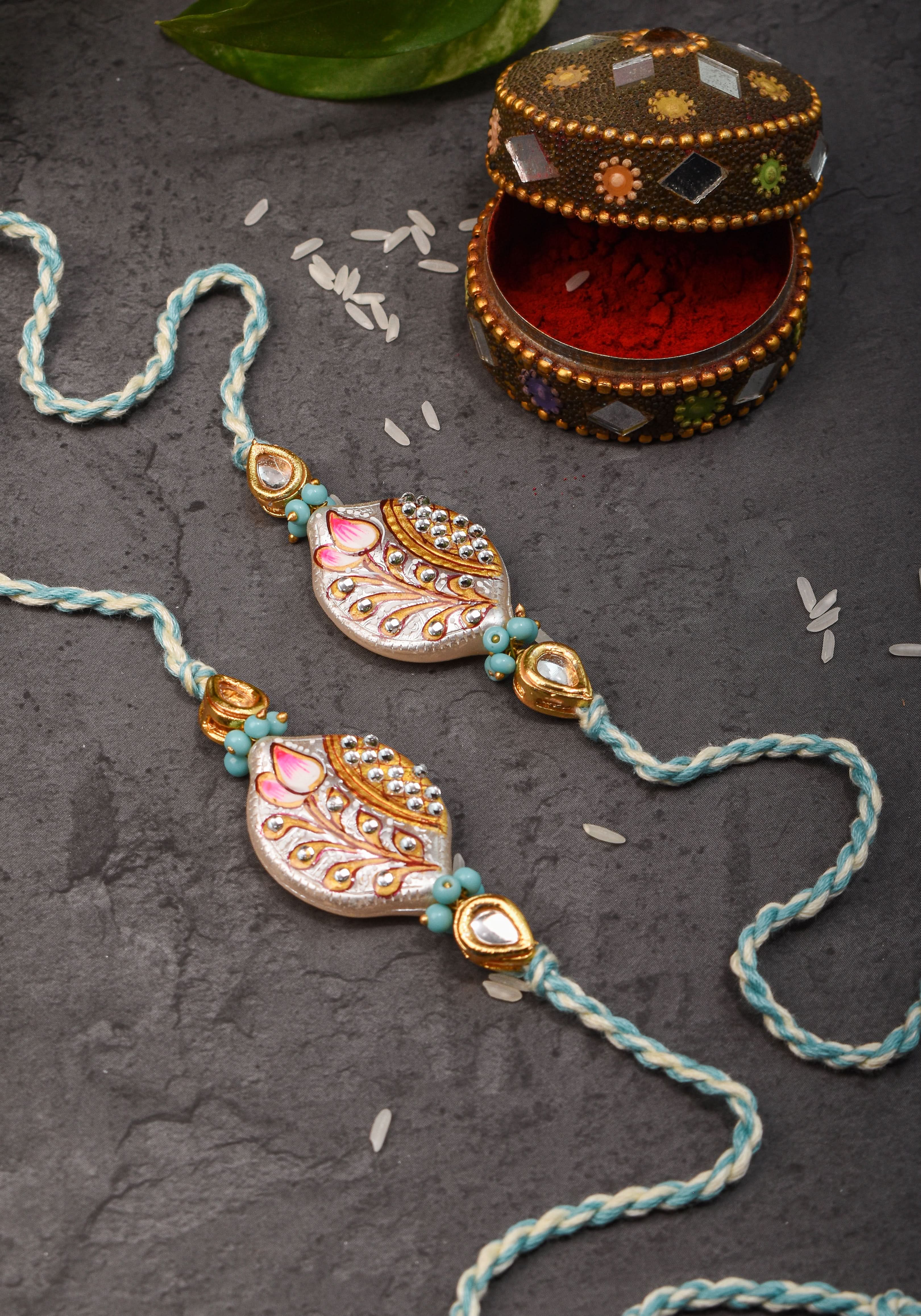 Bhaiyya Bhabhi Handmade Meenakari lacquer rakhi | Shobitam Jewelry