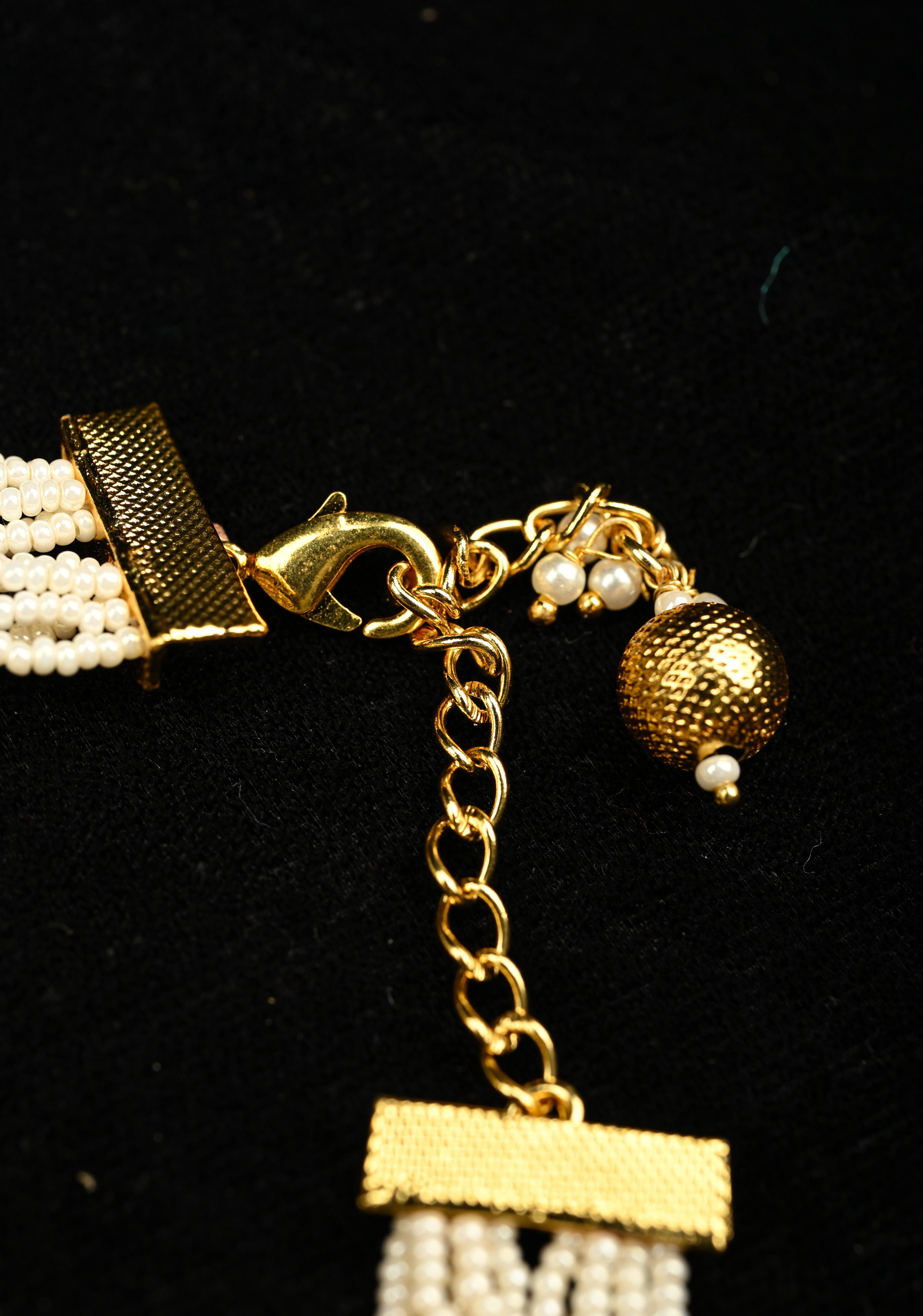 White Multistrand Ahmedabadi Kundan Bracelet | Shobitam