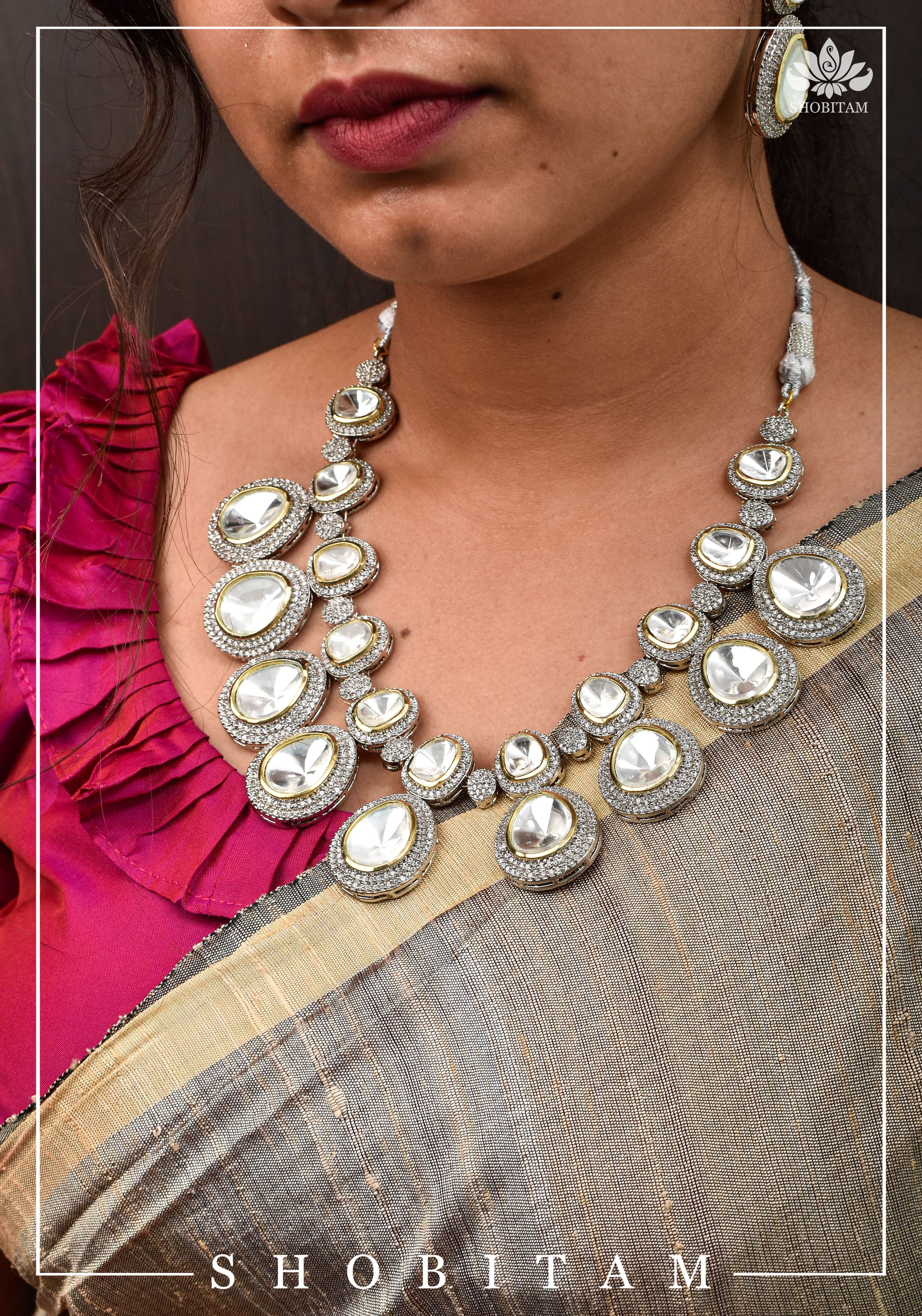Celebrity design statement Cheval Stone Victorian Necklace | Shobitam Jewelry