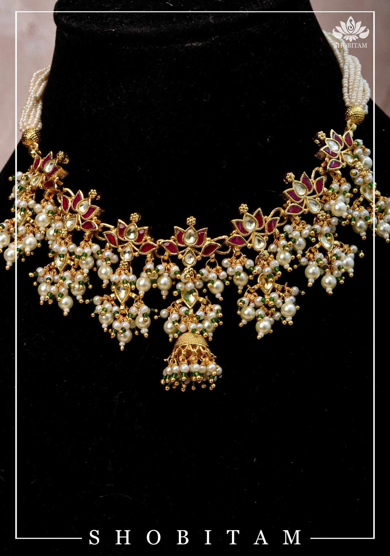 Ahmedabadi Kundan Lotus Design Choker Set