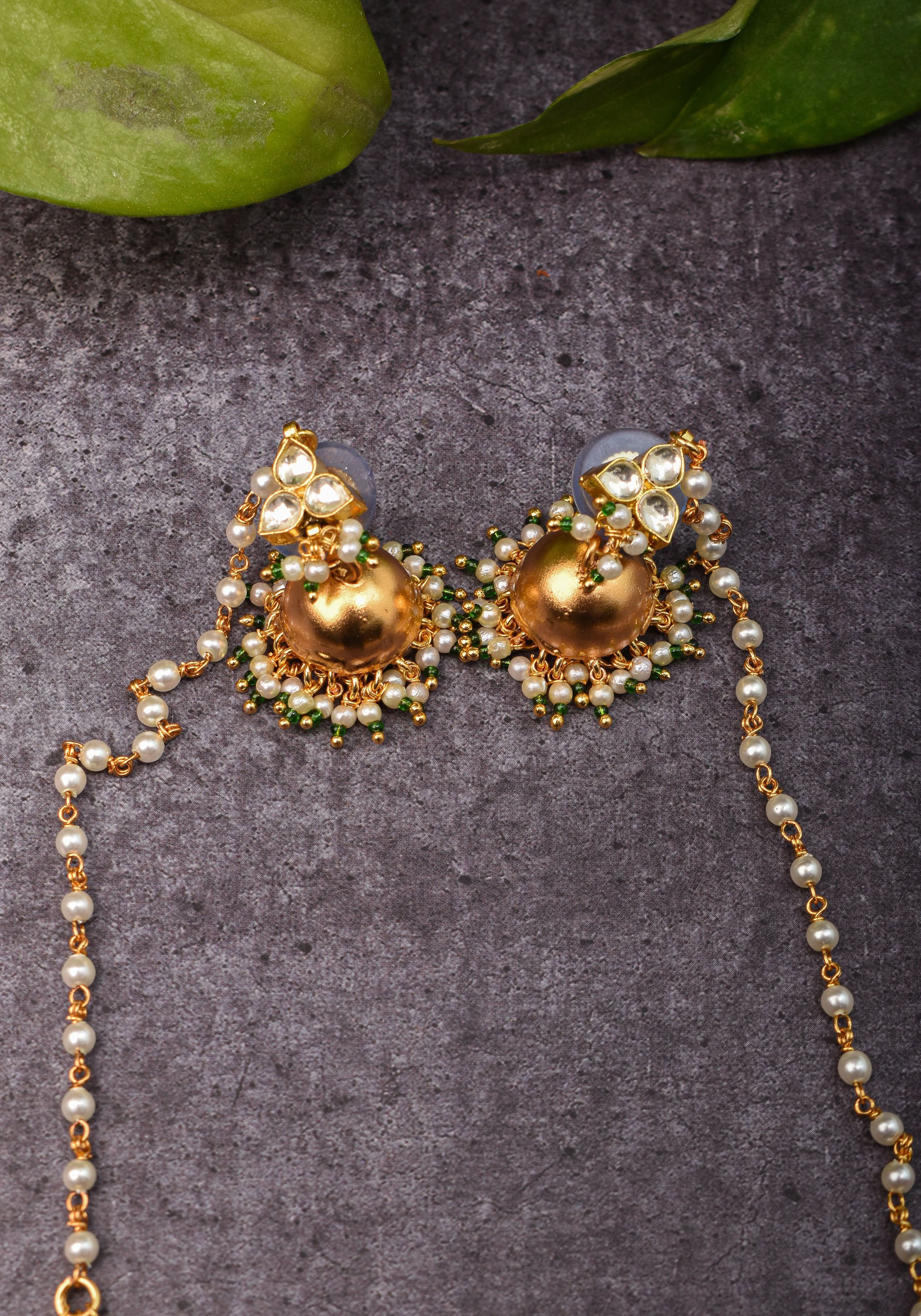 Kashmiri  Durr Jhumka  with Dangling Beads | Shobitam Jewelry
