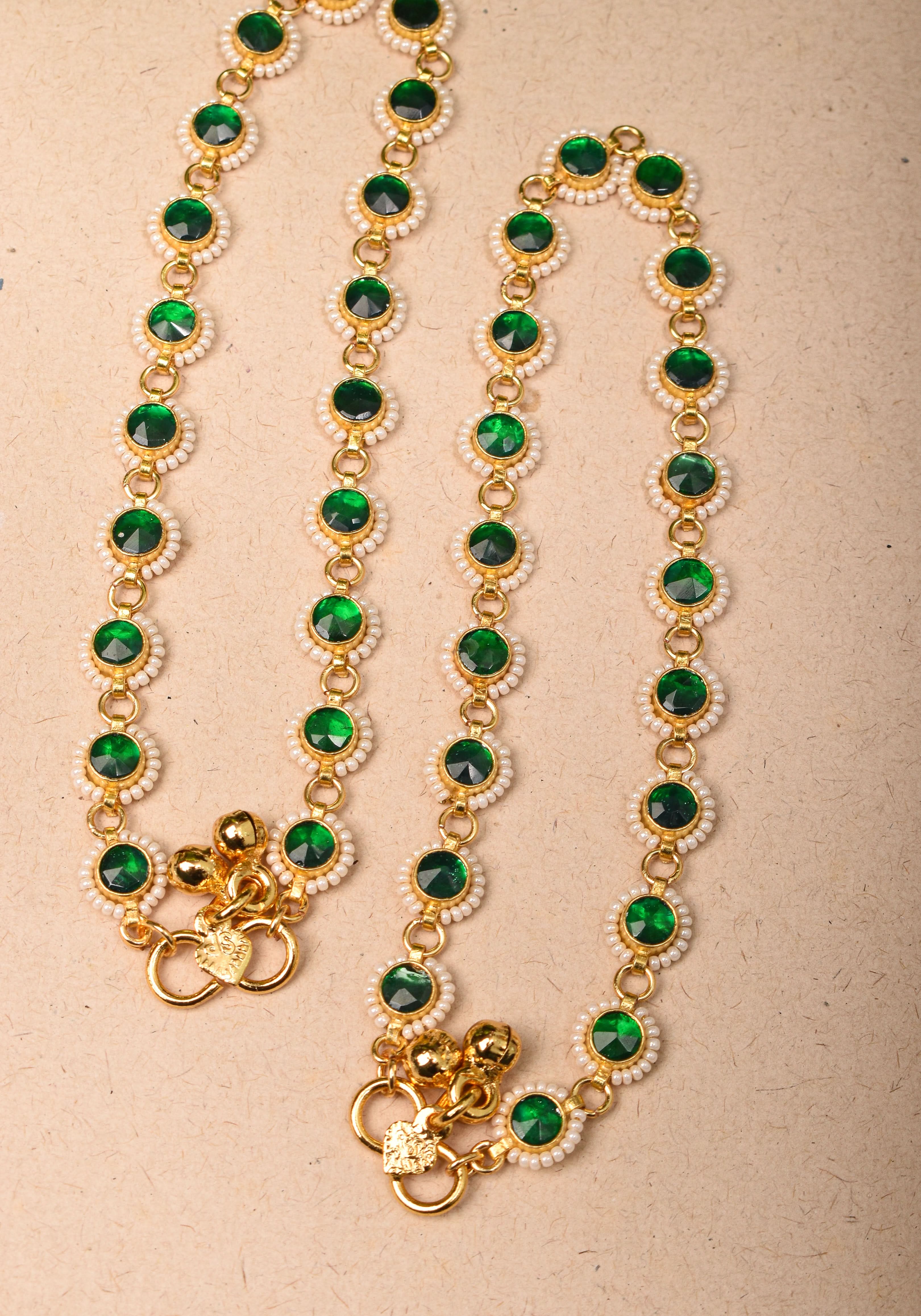Payal - Green Pirohi-Work Anklet | Shobitam