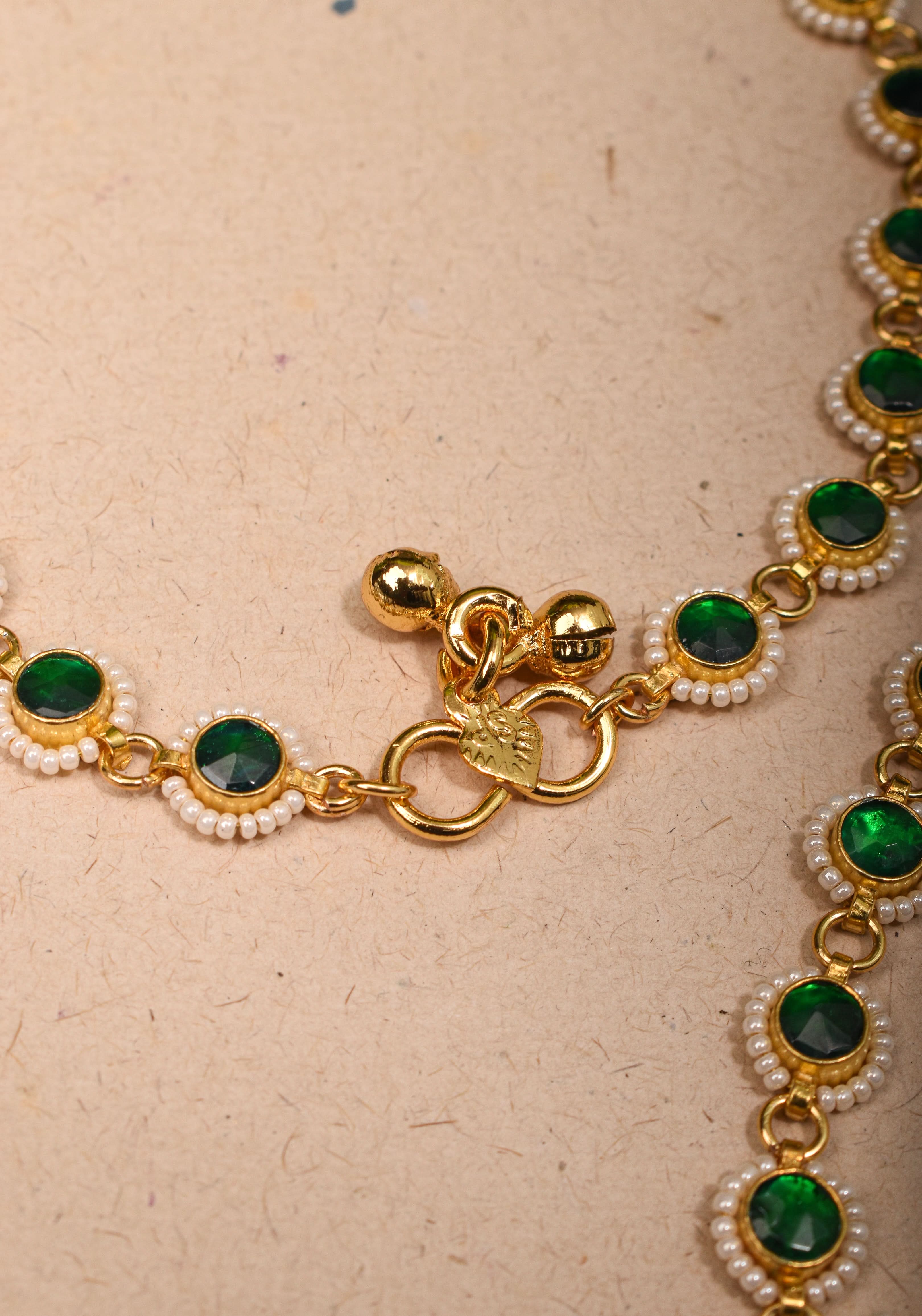 Payal - Green Pirohi-Work Anklet | Shobitam
