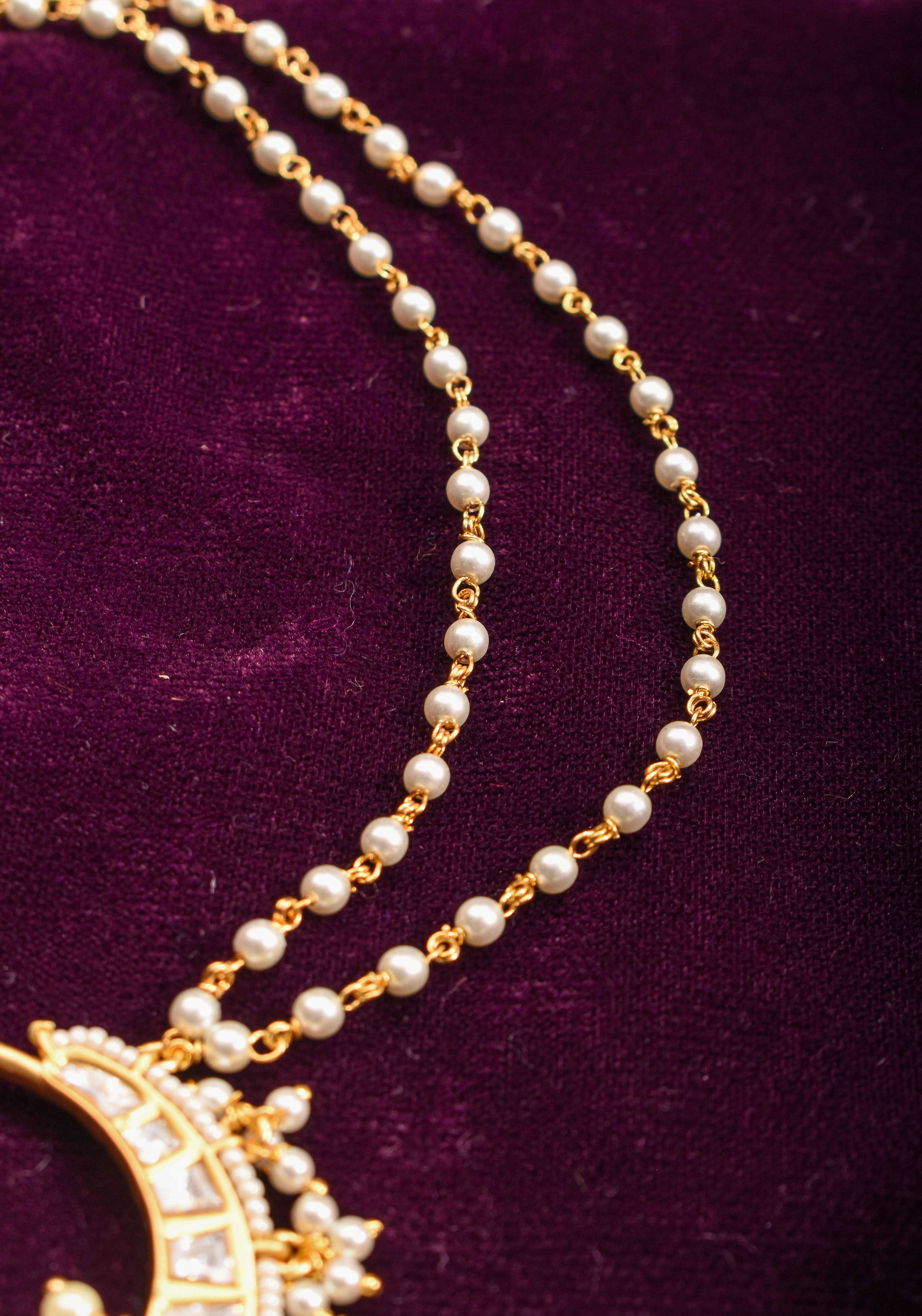 Non Piercing Nose Ring - Traditional Indian Nath with Polki Stones and Pearl Strand | Shobitam