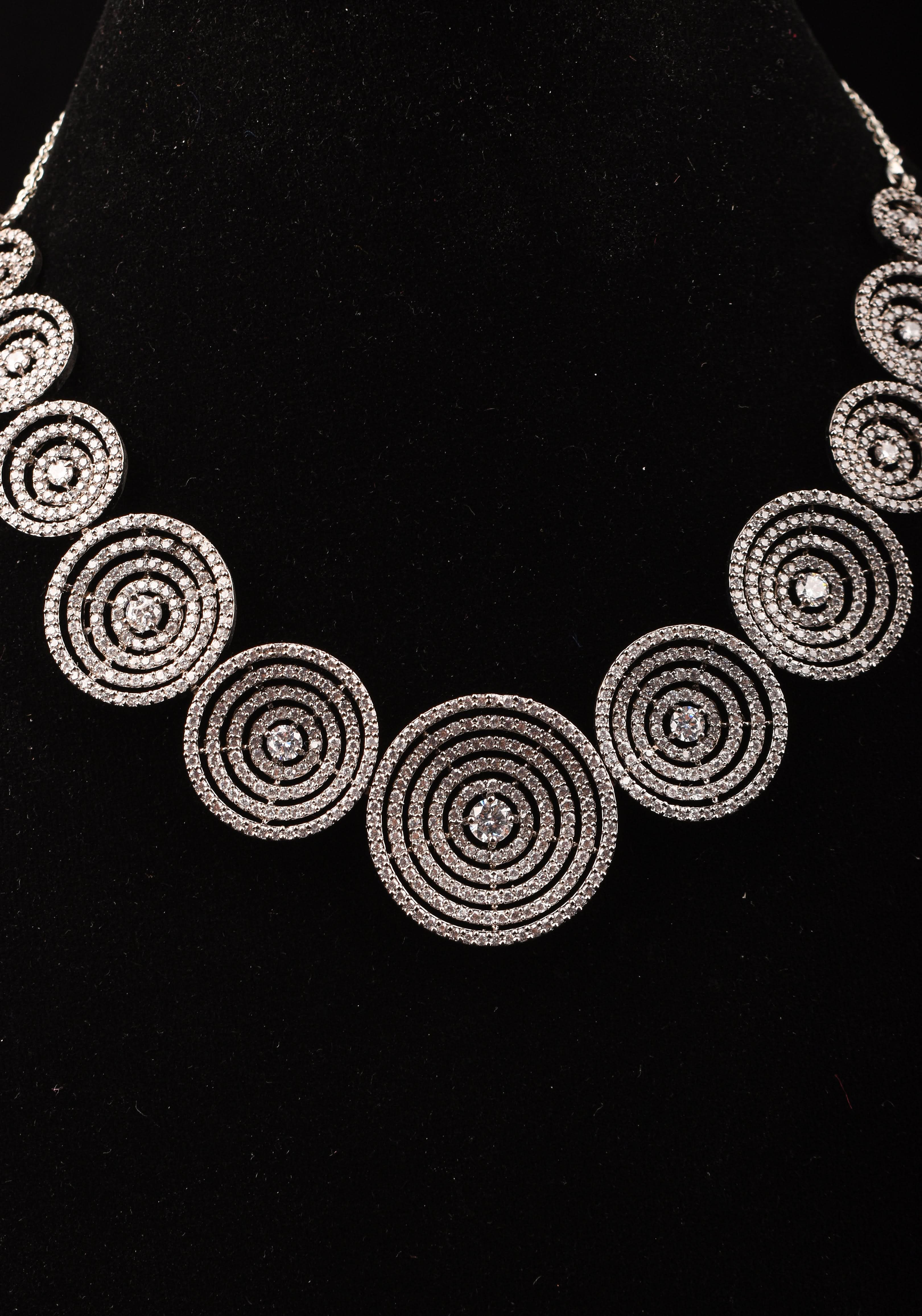 Dark Powder CZ Stone Studded Halo design  Necklace | SHOBITAM