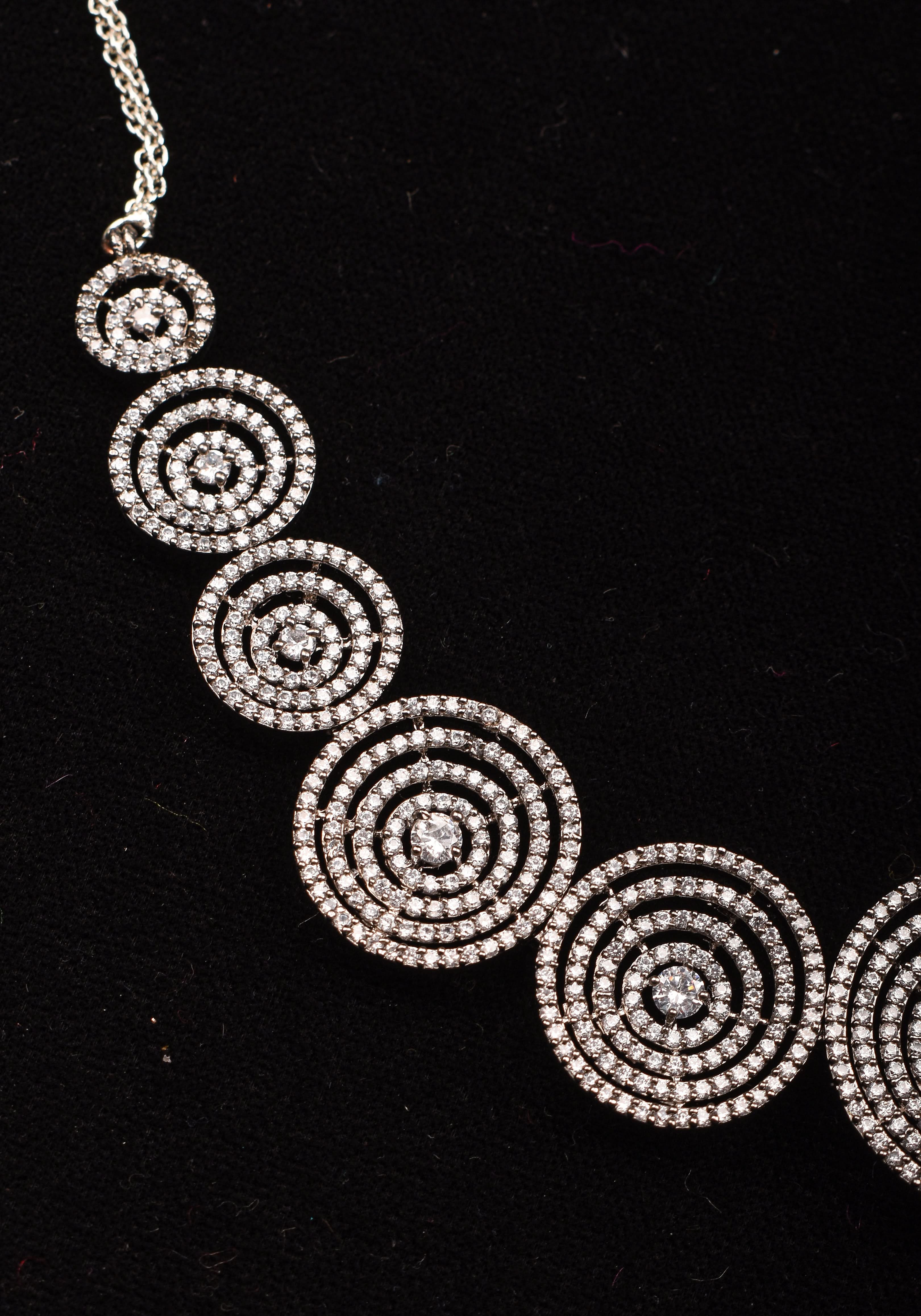 Dark Powder CZ Stone Studded Halo design  Necklace | SHOBITAM