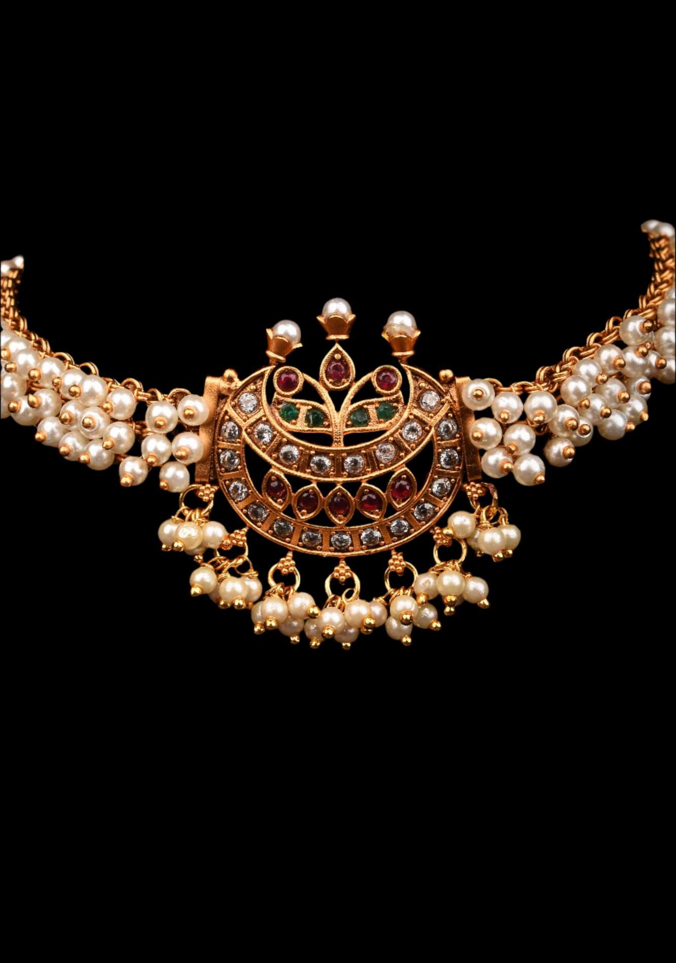 White Pearls Chokar with Pendant, No Earrings