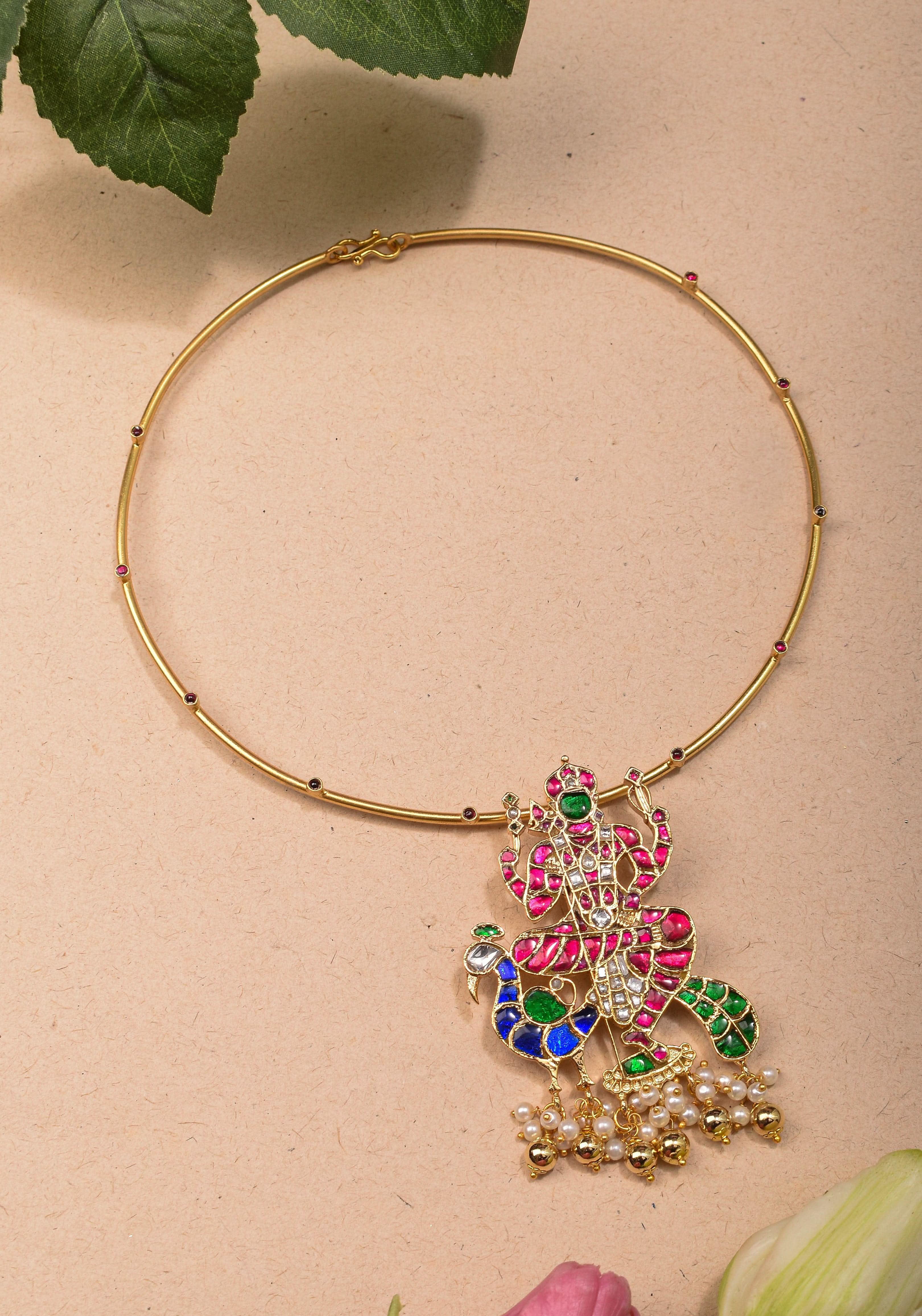 Kartikeya Jadau Pendant on Wire base Necklace | Shobitam