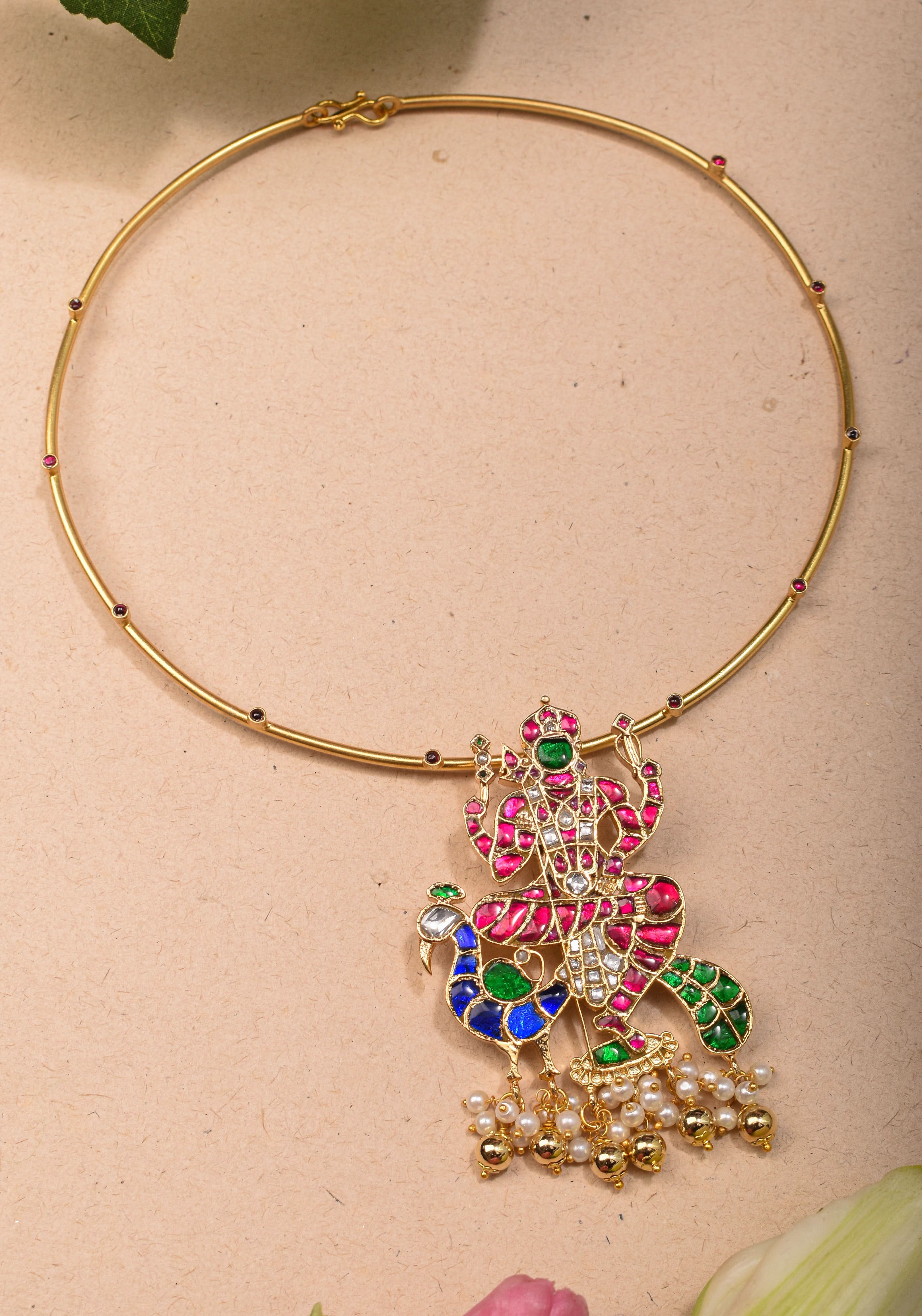Kartikeya Jadau Pendant on Wire base Necklace | Shobitam
