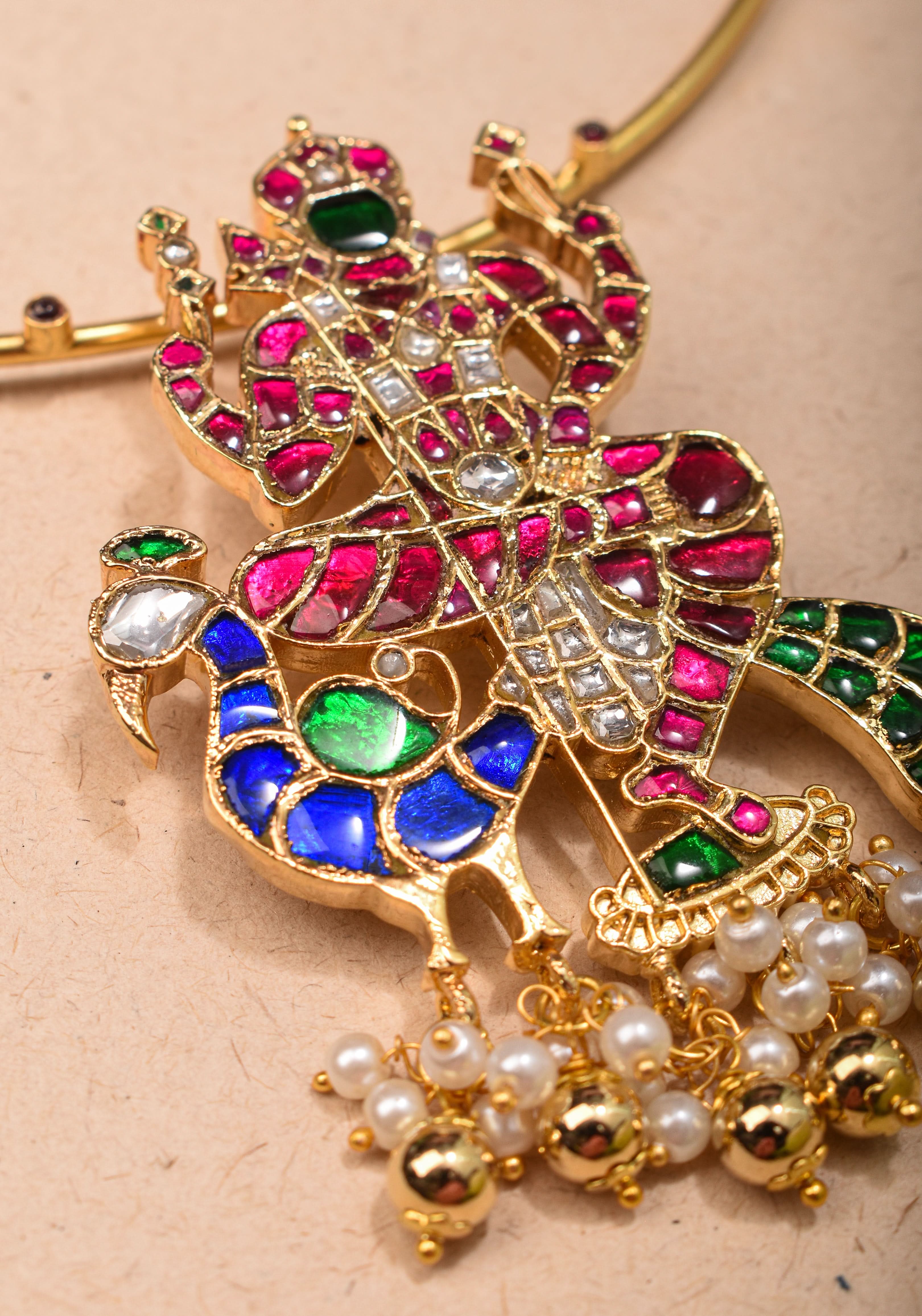 Kartikeya Jadau Pendant on Wire base Necklace | Shobitam