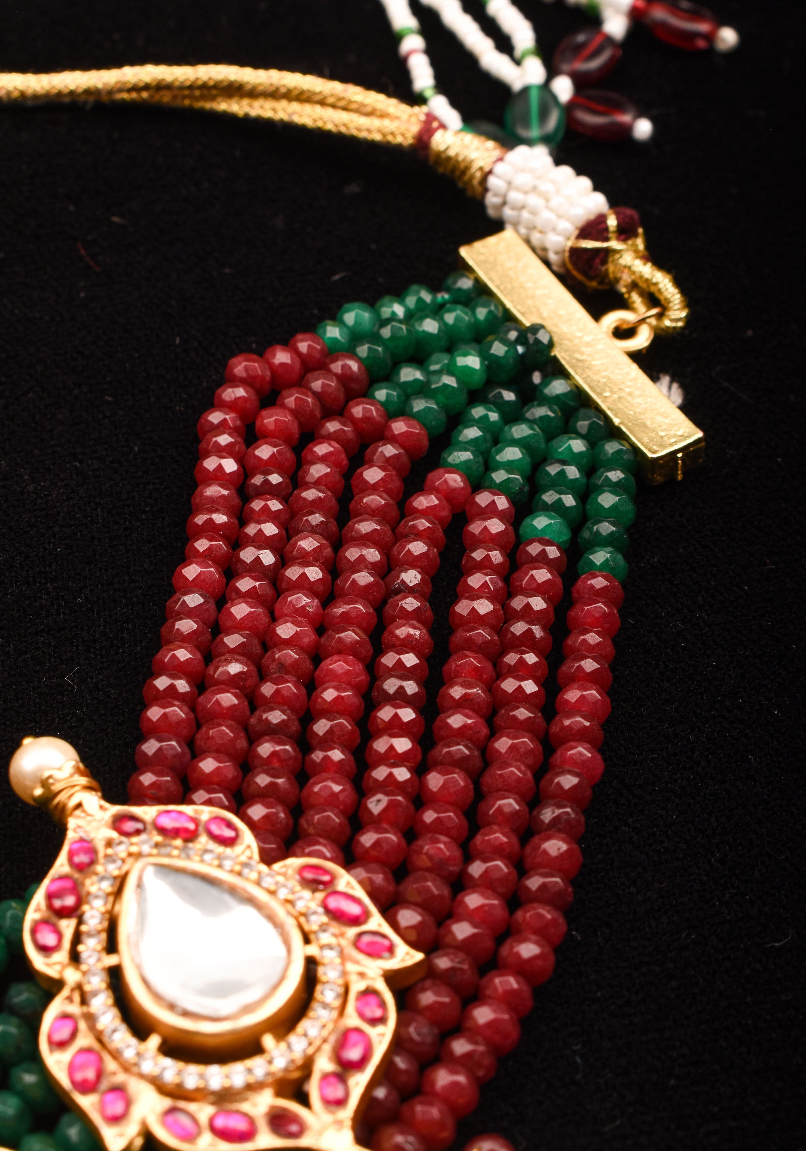 Antique Jadau multistrand Choker with floral Units, No earrings | SHOBITAM