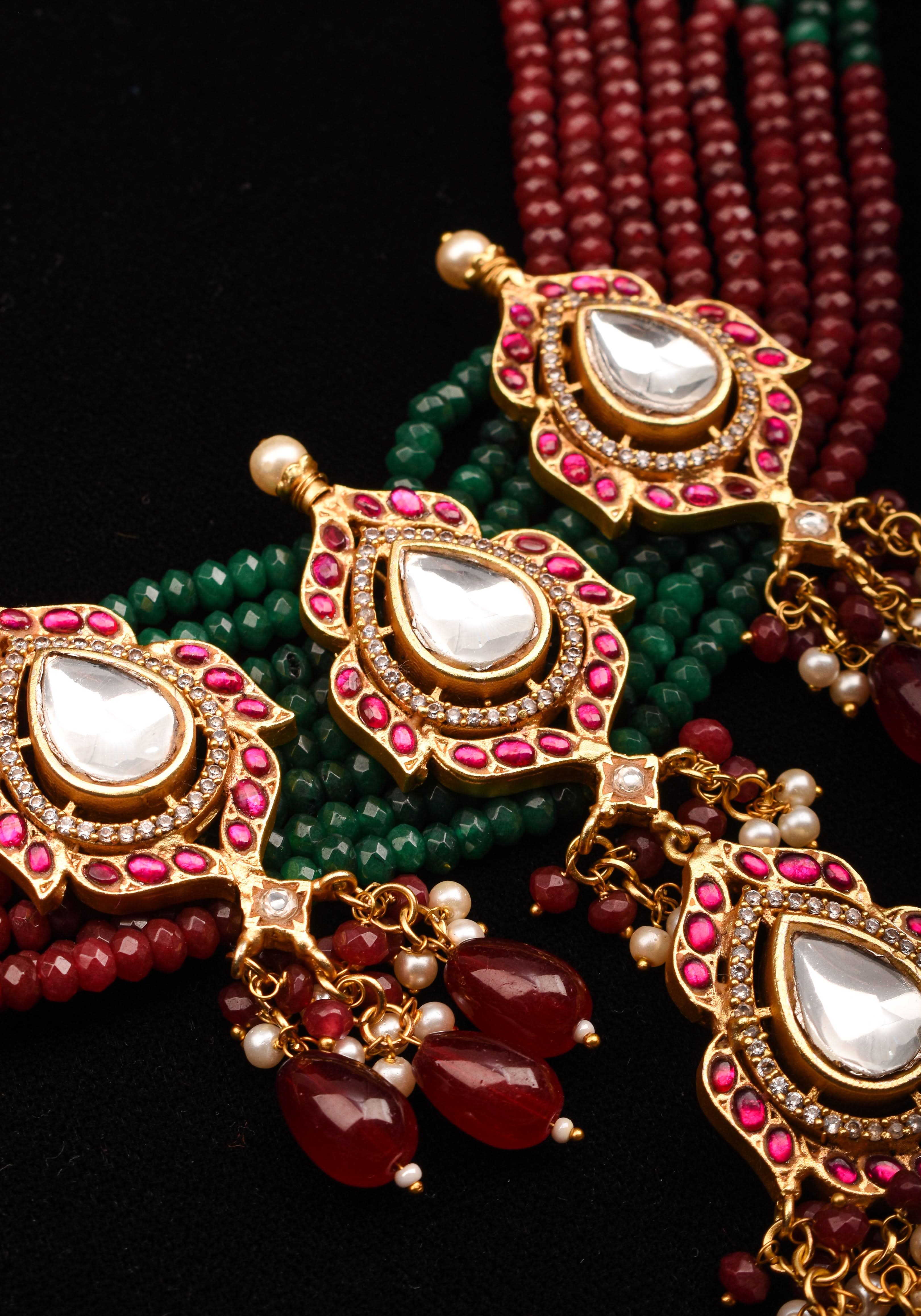 Antique Jadau multistrand Choker with floral Units, No earrings | SHOBITAM