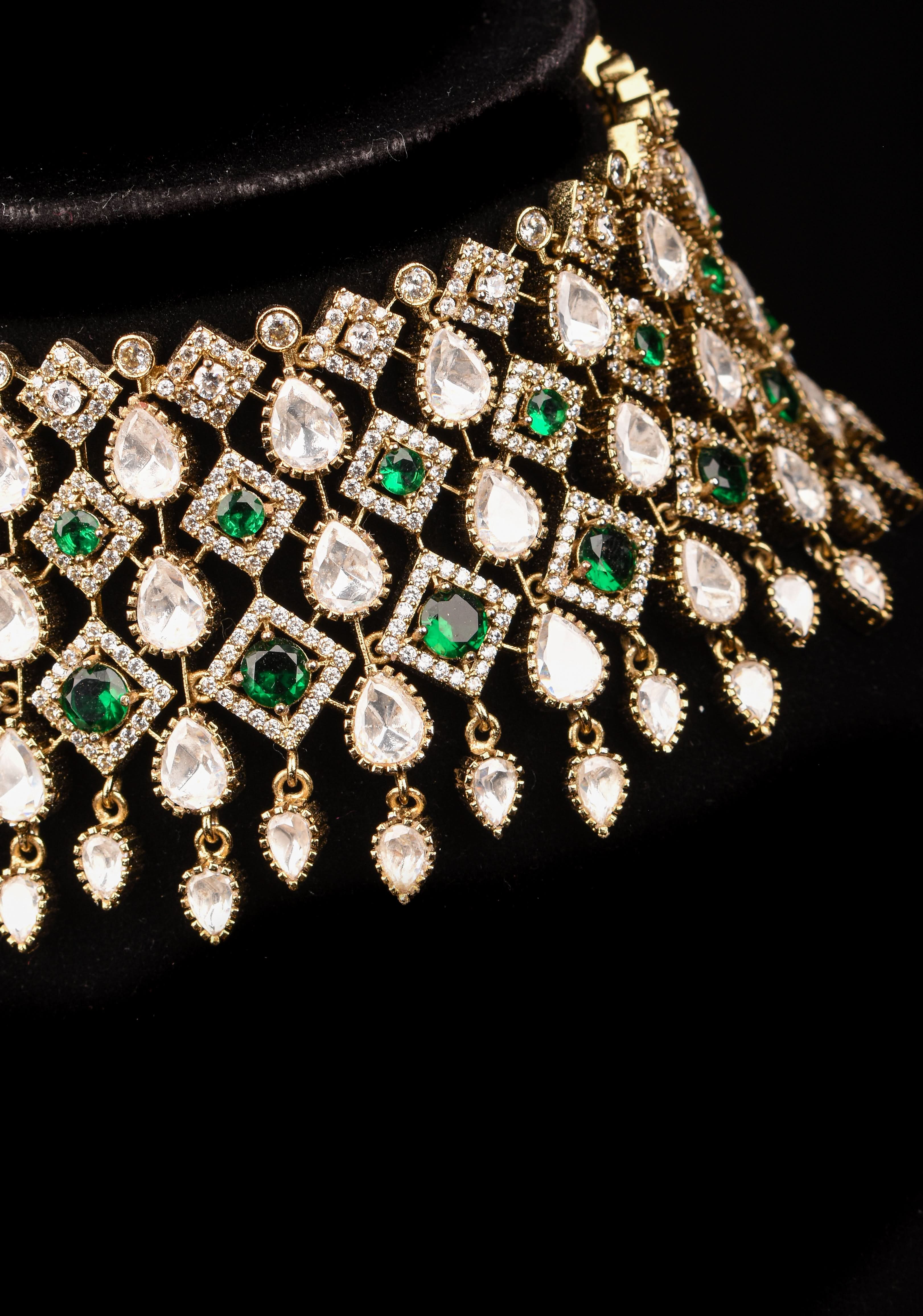 Victorian Choker set with stone Detailing and Teardrop shape dangling | SHOBITAM