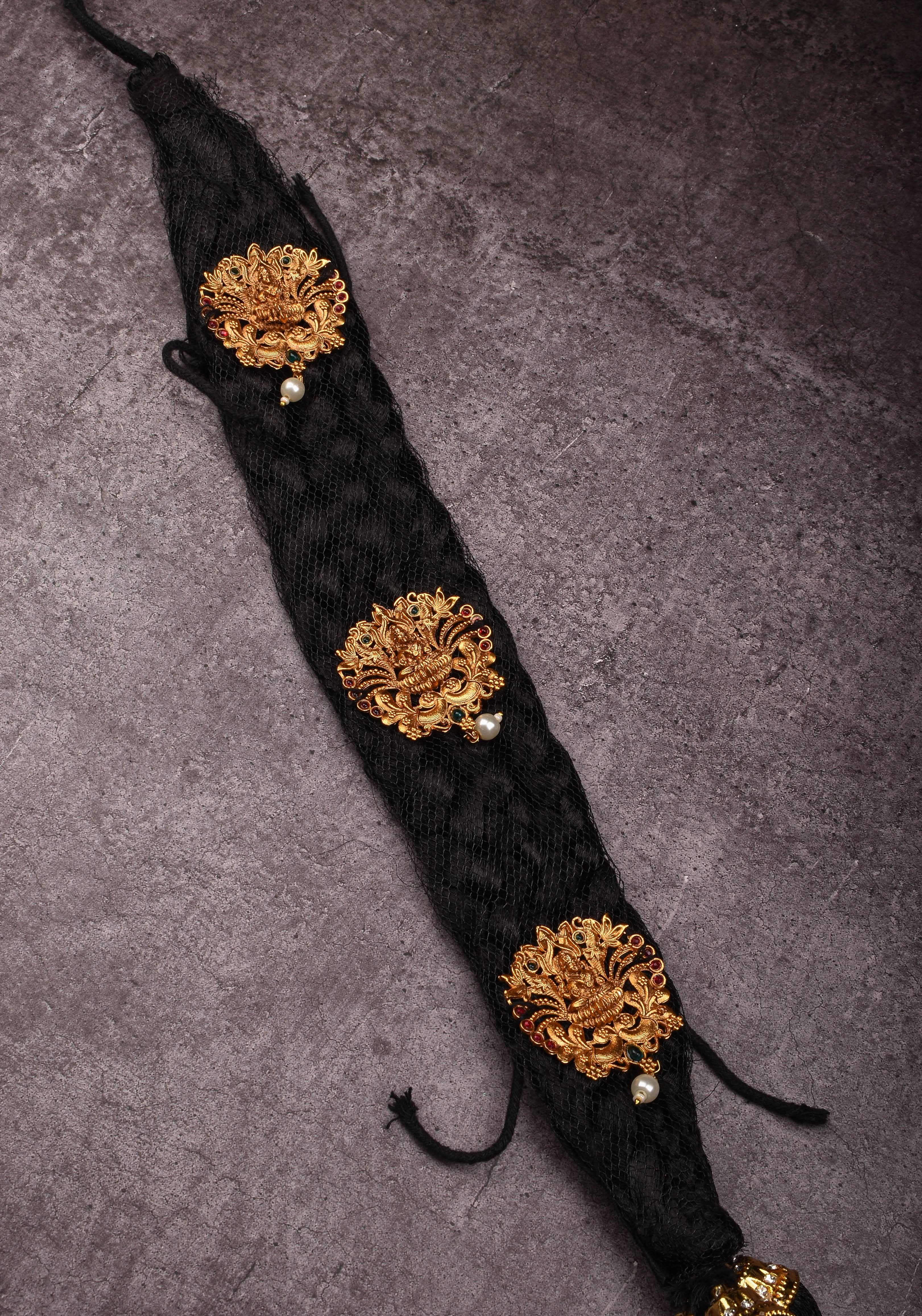 Varalakshmi Pooja Decoration Braided Hair Extension with jewelry | Shobitam