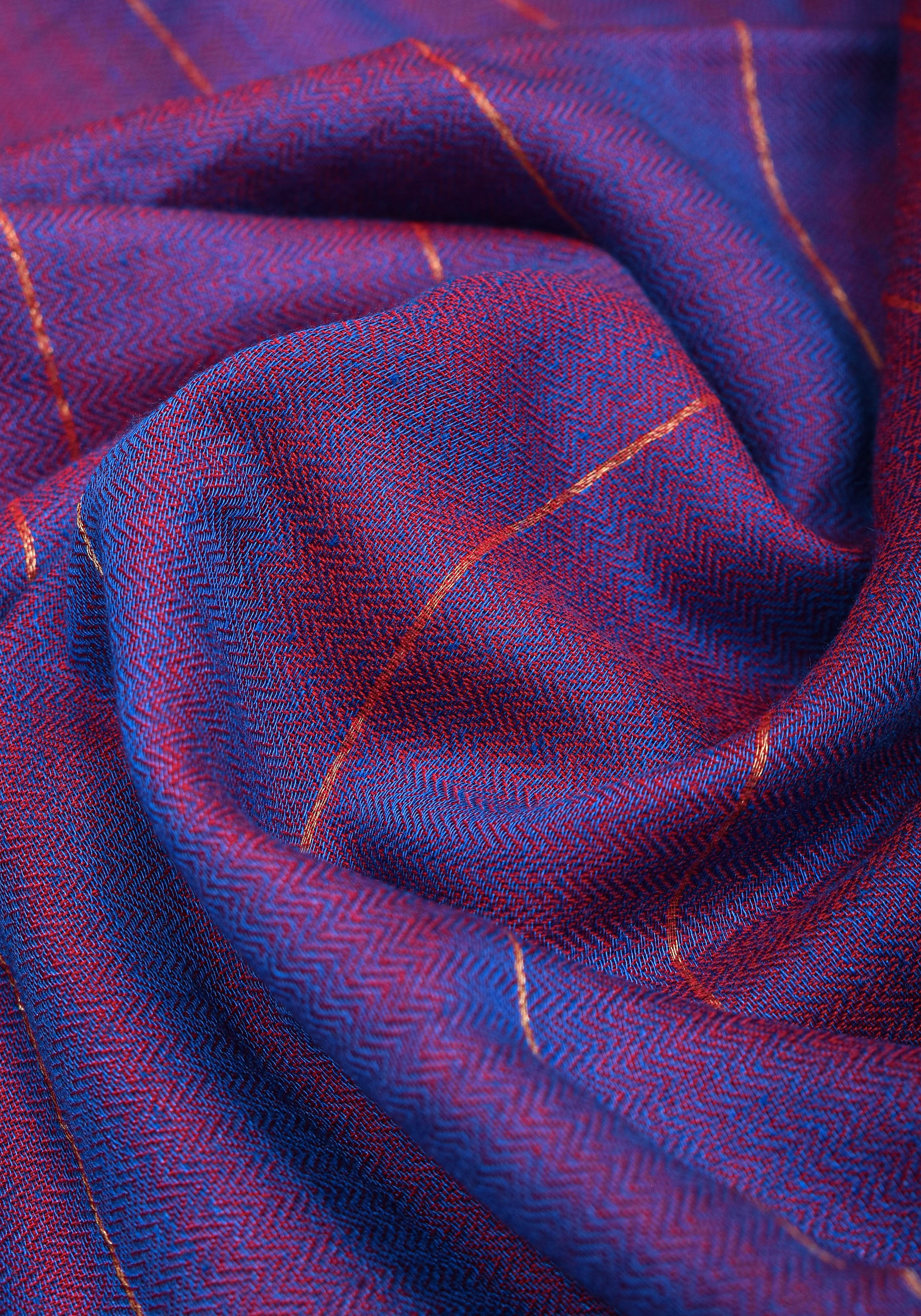 Reversible Maheshwari Saree in Mercerised Cotton with Extra Long tassles in Purple, no blouse Piece | Shobitam