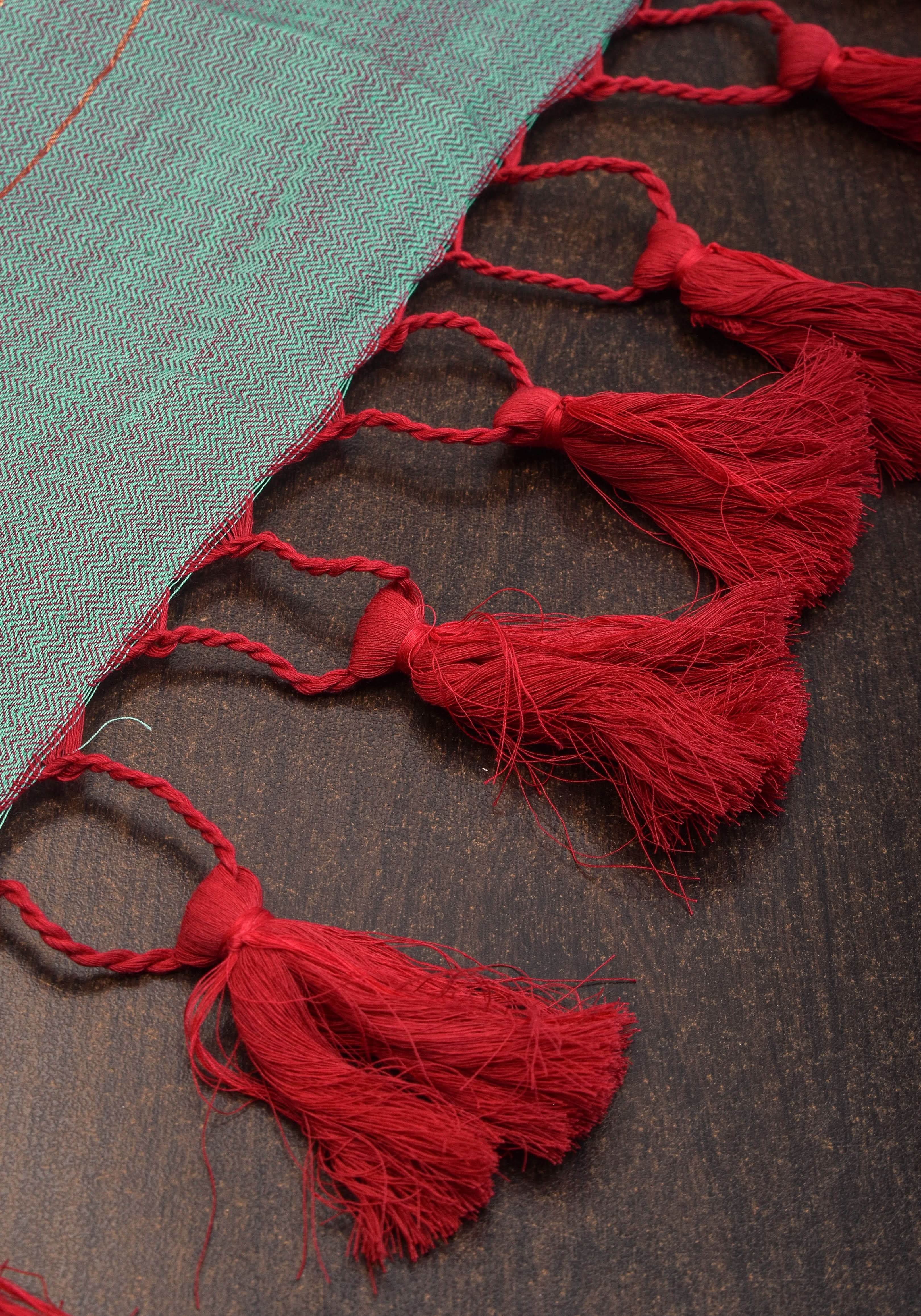 Reversible  Maheshwari Mercerised Cotton Saree with extralong tassels, no blouse piece | Shobitam