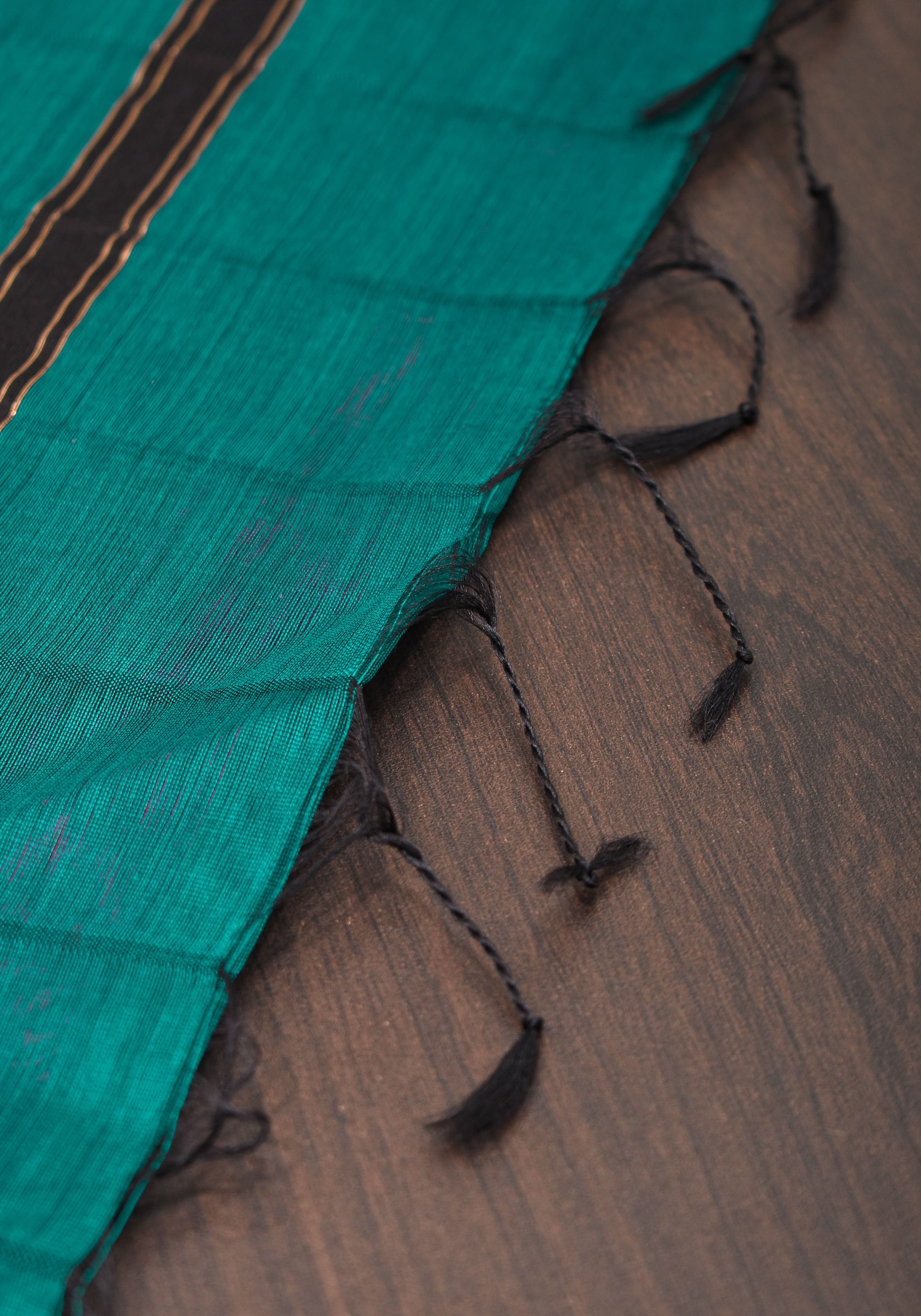 Handwoven Maheshwari Silk Cotton Saree  in Teal and Gold  with checks | Shobitam