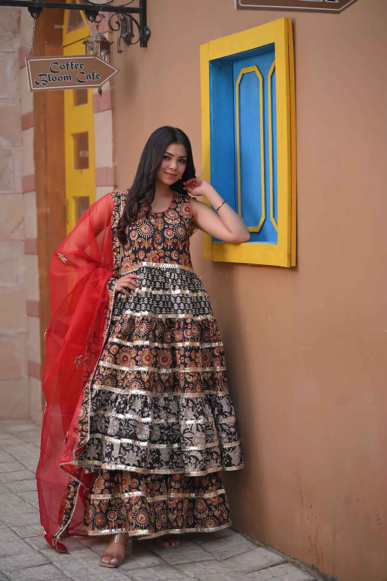 Syahi Tiered Gharara Big Gher 3 Piece Set | Made To Order