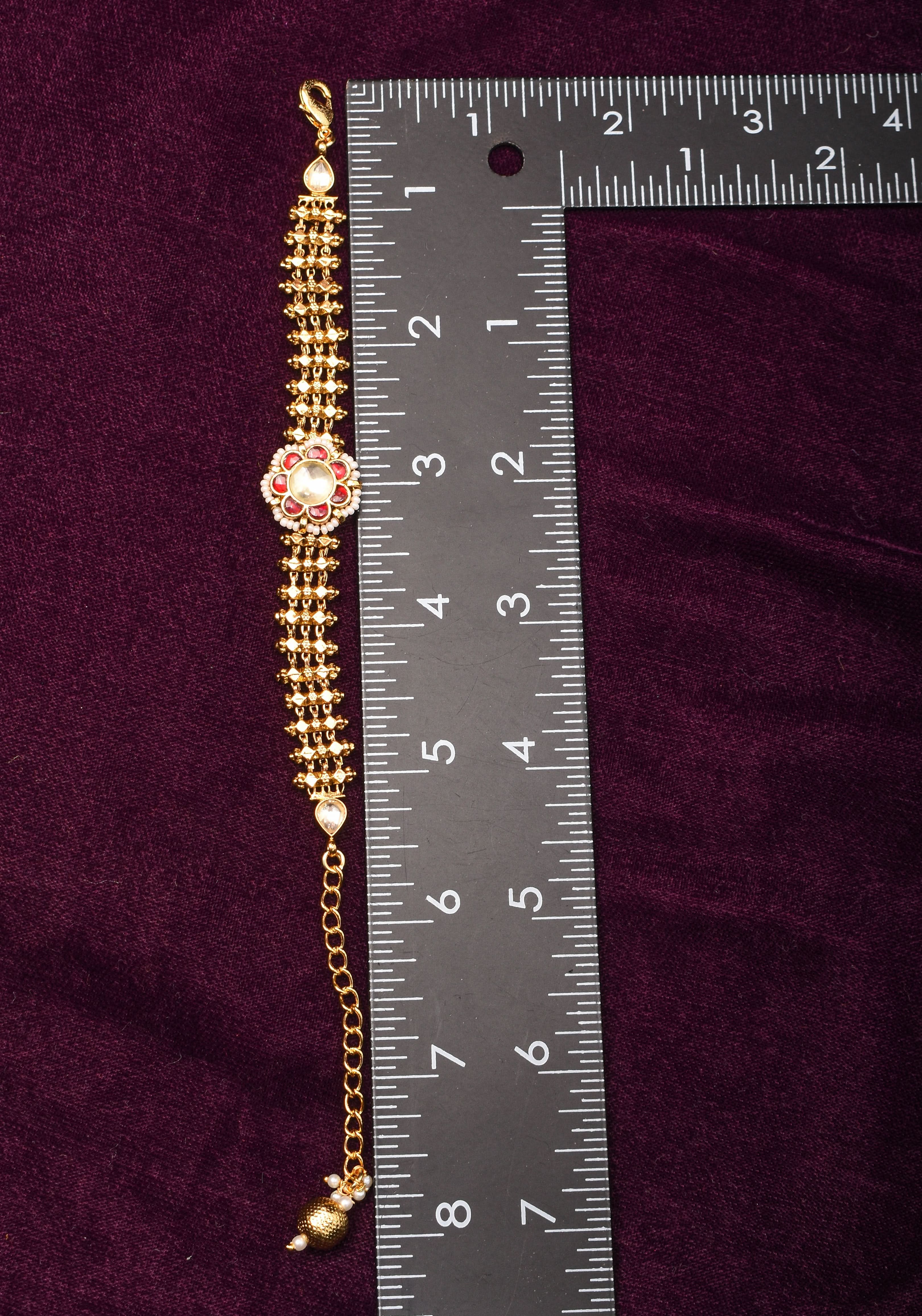 Microplated Gold Tone Flexible Design Bracelet Set with Floral Center | Shobitam