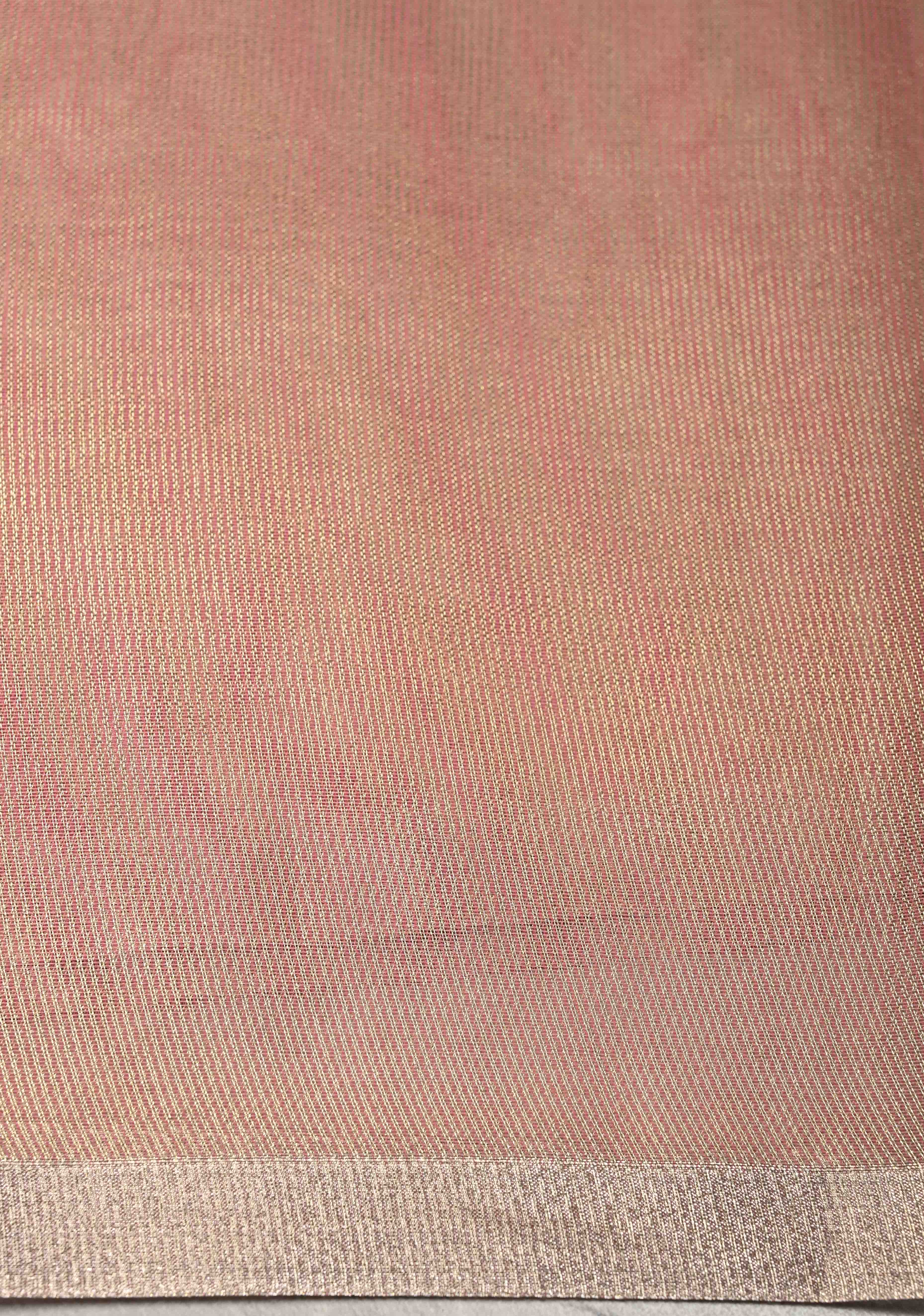 Rose Pink Semi Kora Saree with Tissue Stripes and Minimal Zari Border | Shobitam