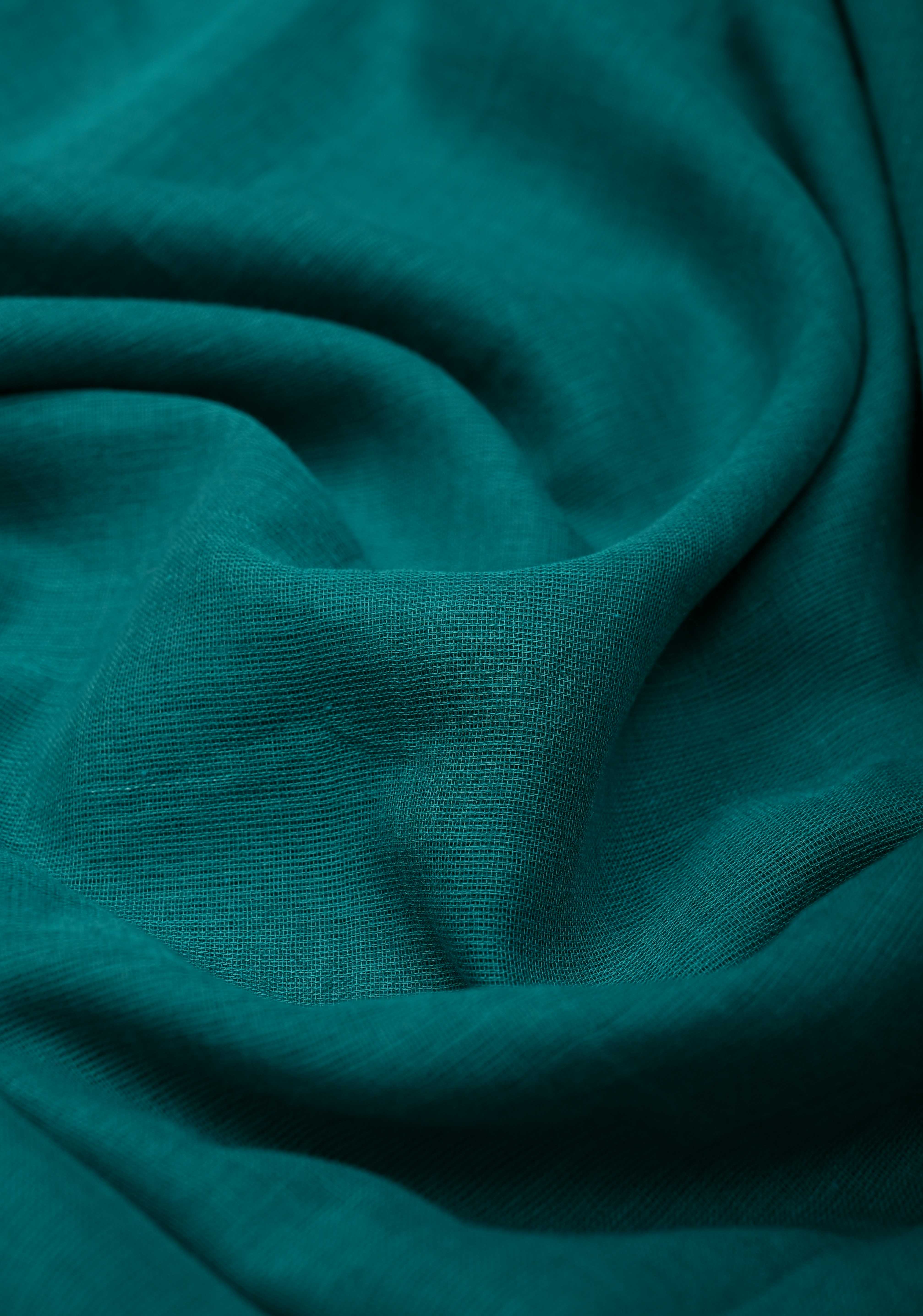 Teal Green Mulmul Cotton Saree with Long tassels, No Blouse Piece | Shobitam